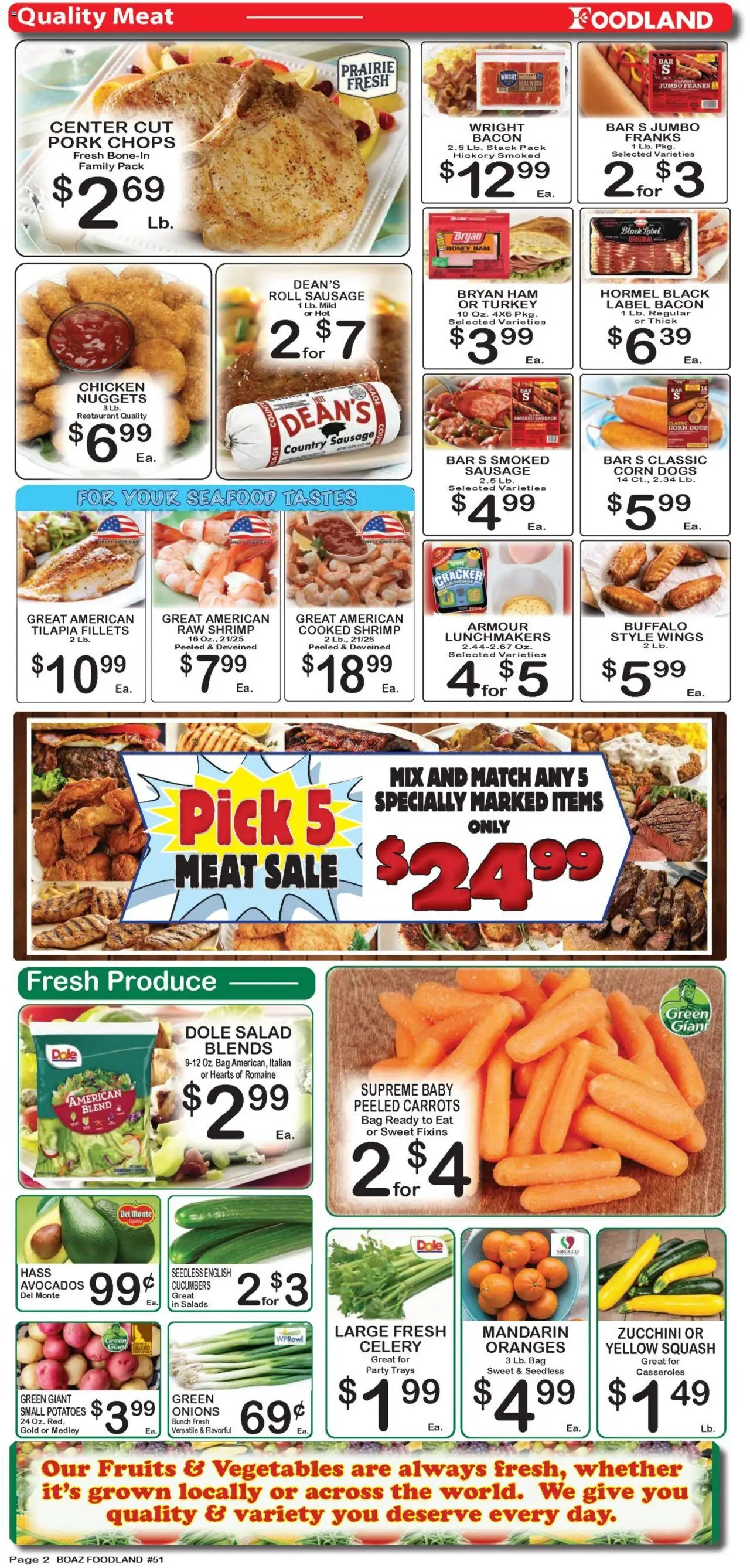 Foodland Weekly Ad - valid from 23.09.2025 | Page: 2 | Products: Squash, Salad, Potatoes, Seafood