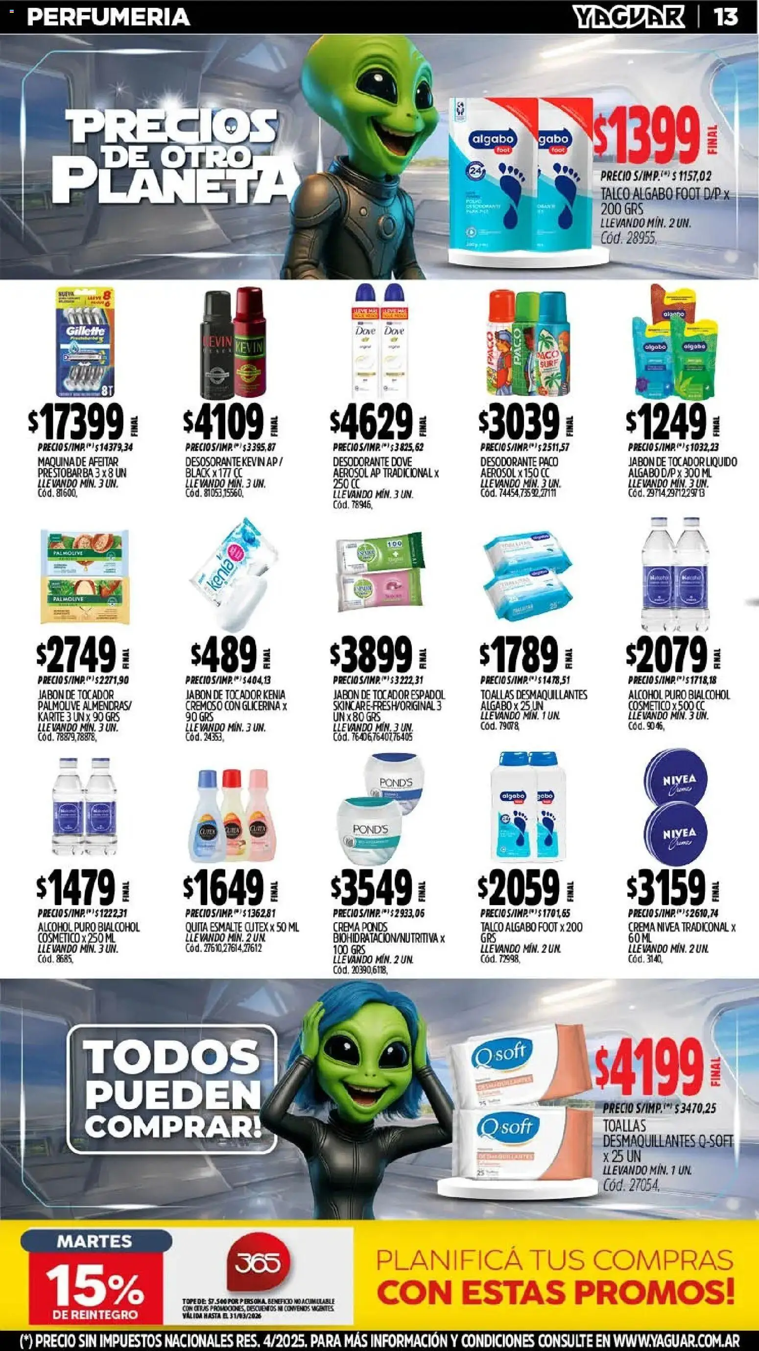 Yaguar - Oferta Semanal Salta │ válido desde el 02.03.2026 | Página: 13 | Productos: Toallas, Jabón, Desodorante, Crema
