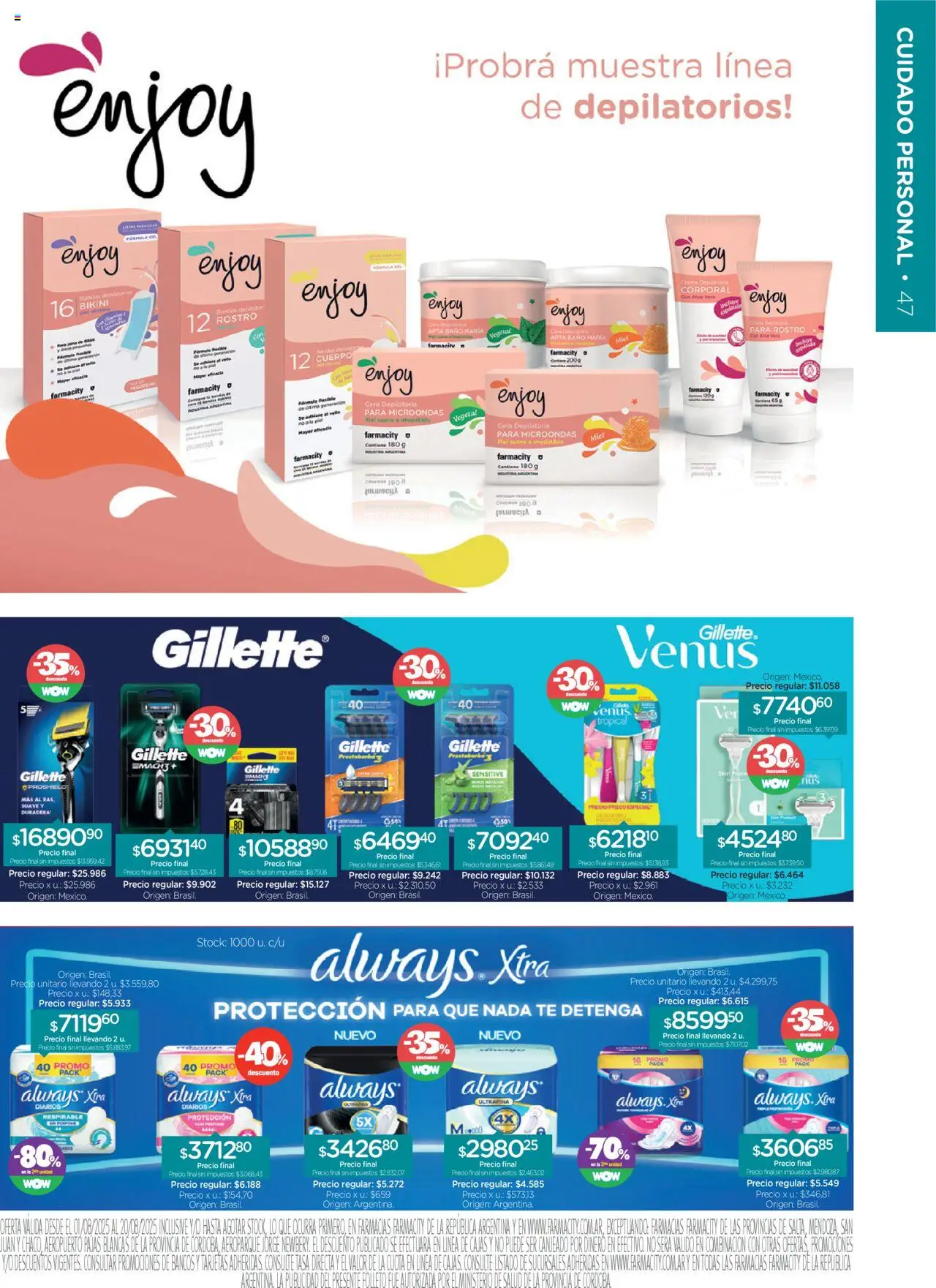 Farmacity catálogo │ válido desde el 01.08.2025 | Página: 47 | Productos: Bikini, Cera, Microondas, Té