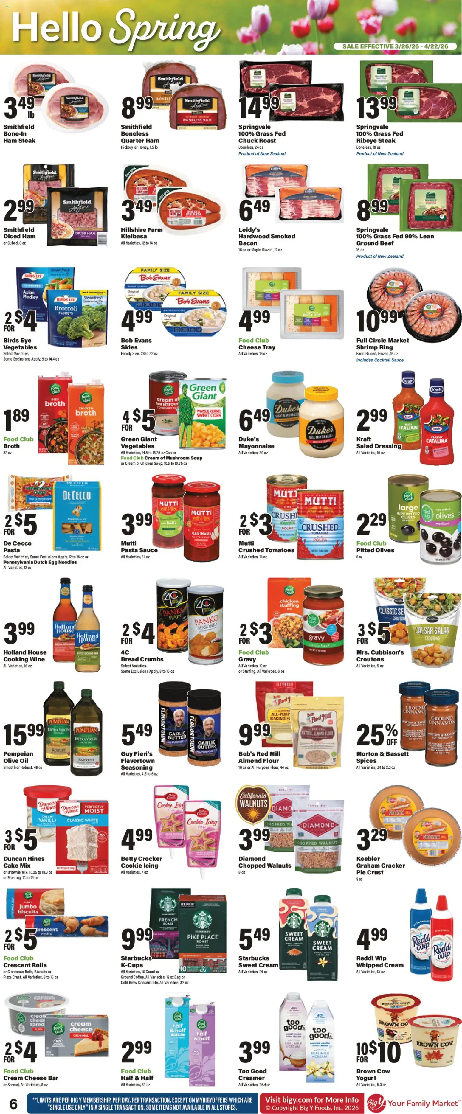 Big Y Weekly Ad - valid from 26.03.2026 | Page: 8 | Products: Broccoli, Yogurt, Sauce, Bag