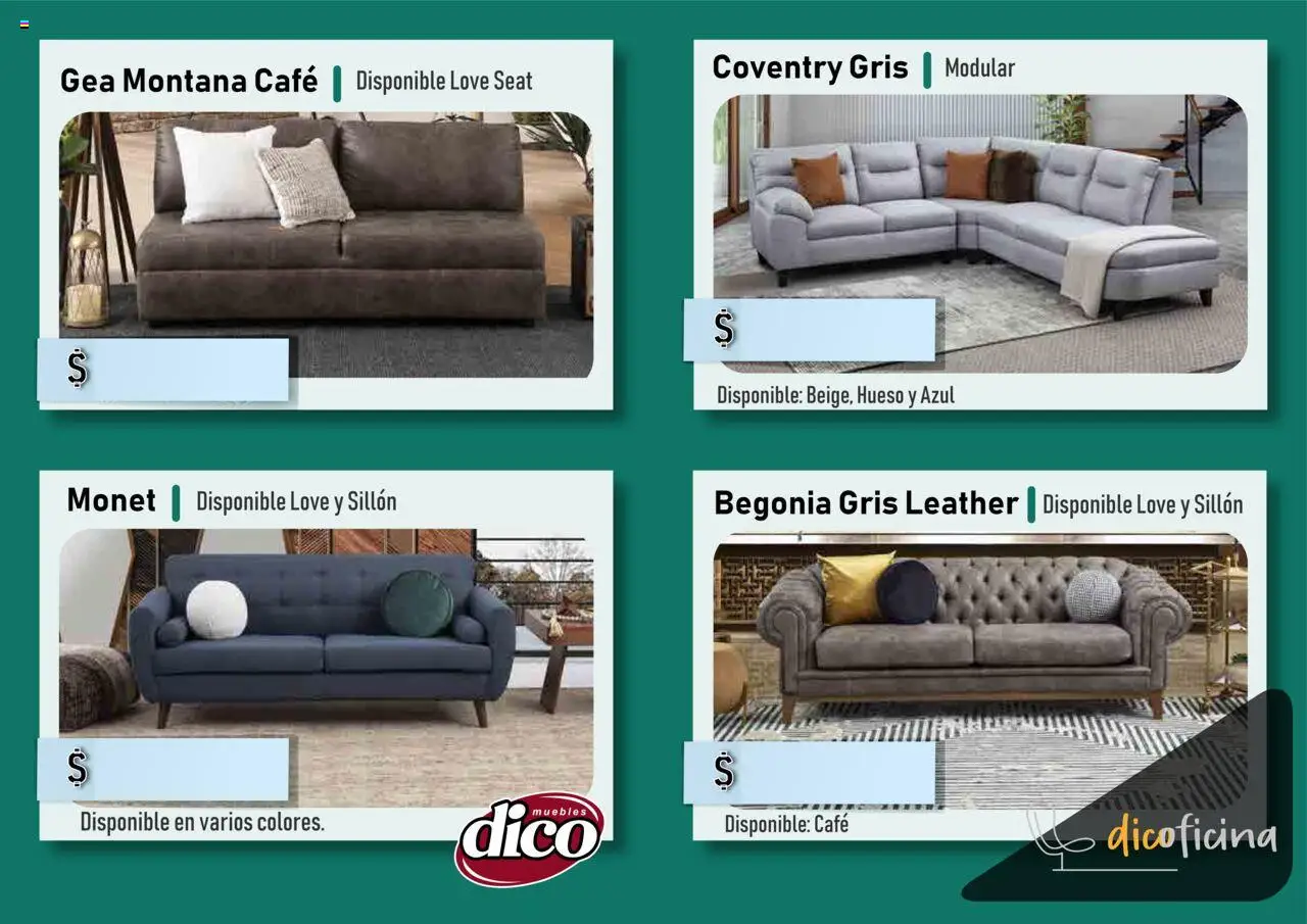 Nuevas ofertas de Muebles Dico válidas en toda la República Mexicana desde el 03.07.2025. ¡Encuentra las mejores ofertas en Muebles Dico catálogo Oficina! | Página: 37 | Productos: Sillón, Café, Modular