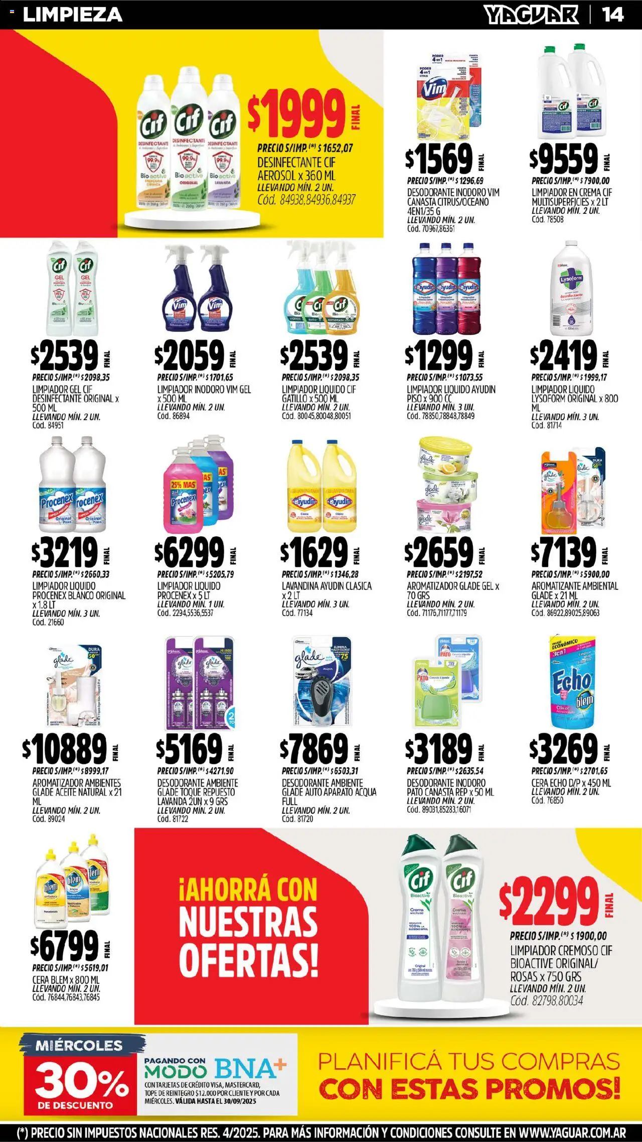 Yaguar - Bahía Blanca │ válido desde el 29.09.2025 | Página: 14 | Productos: Lavandina, Aromatizador, Aceite, Crema