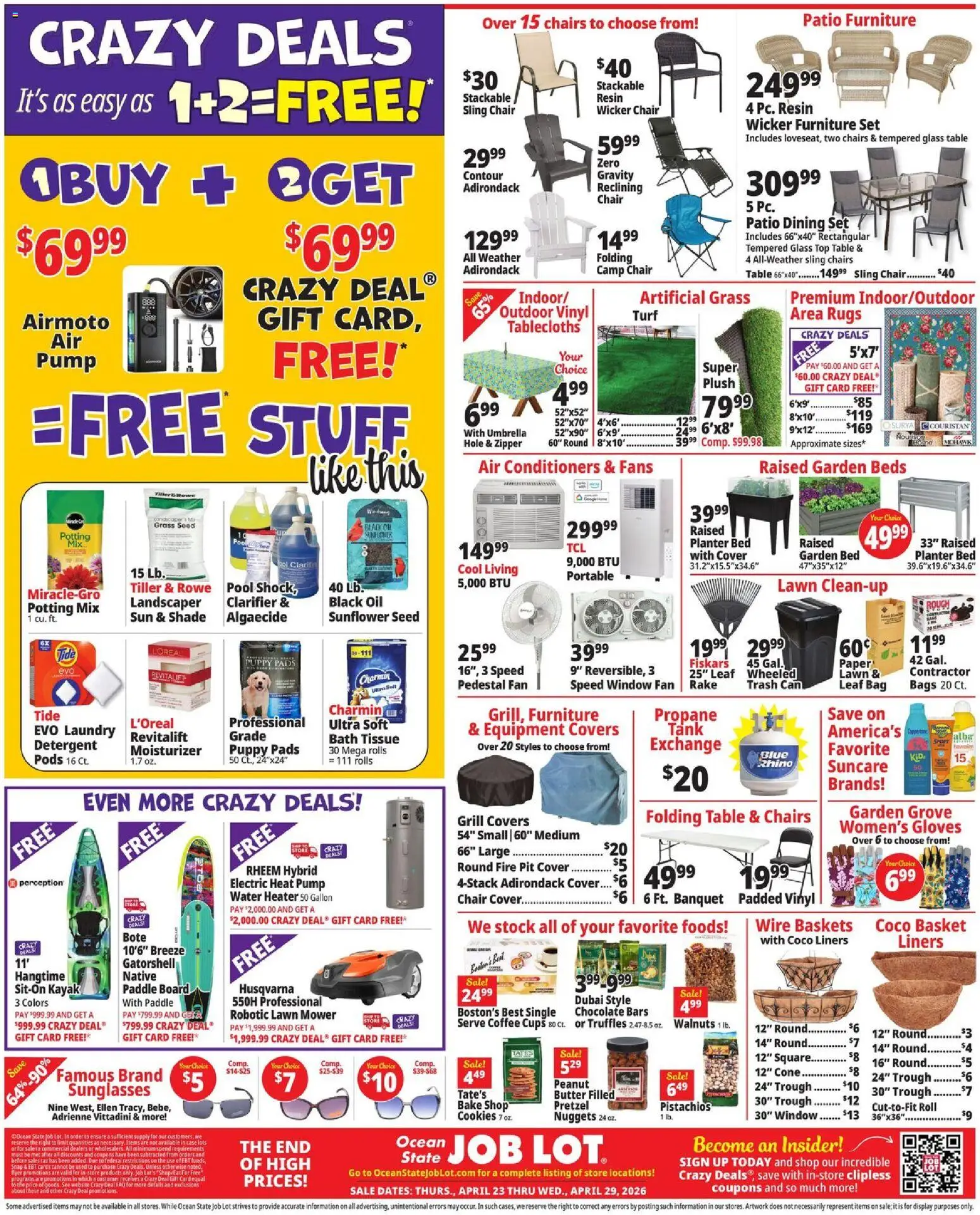 Ocean State Job Lot Weekly Ad - valid from 23.04.2026 | Page: 2 | Products: Tiller, Coffee, Soap, Umbrella