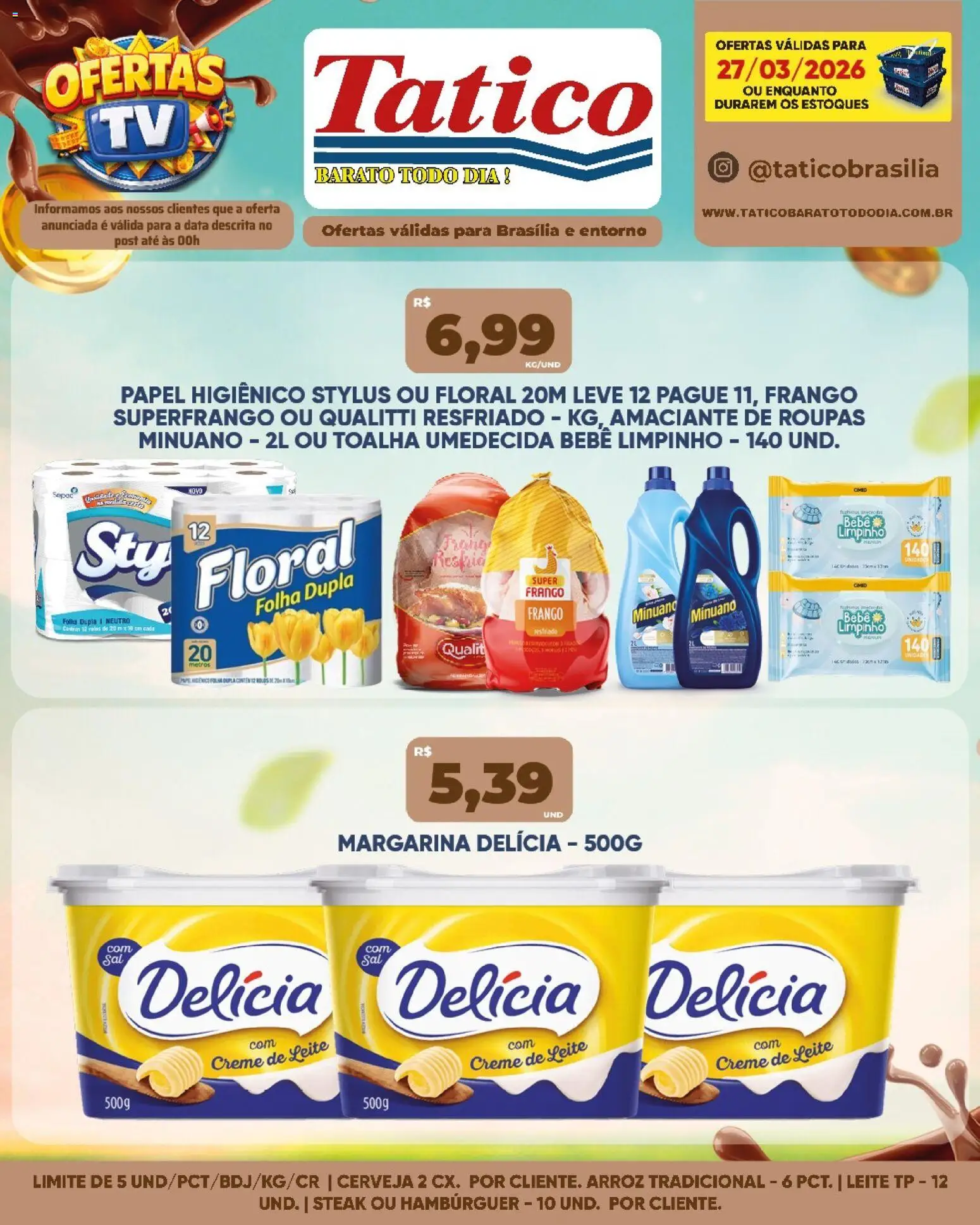 Tatico Folheto - válido de 27.03.2026 | Página: 6 | Produtos: Creme de leite, Frango, Papel higiênico, Amaciante