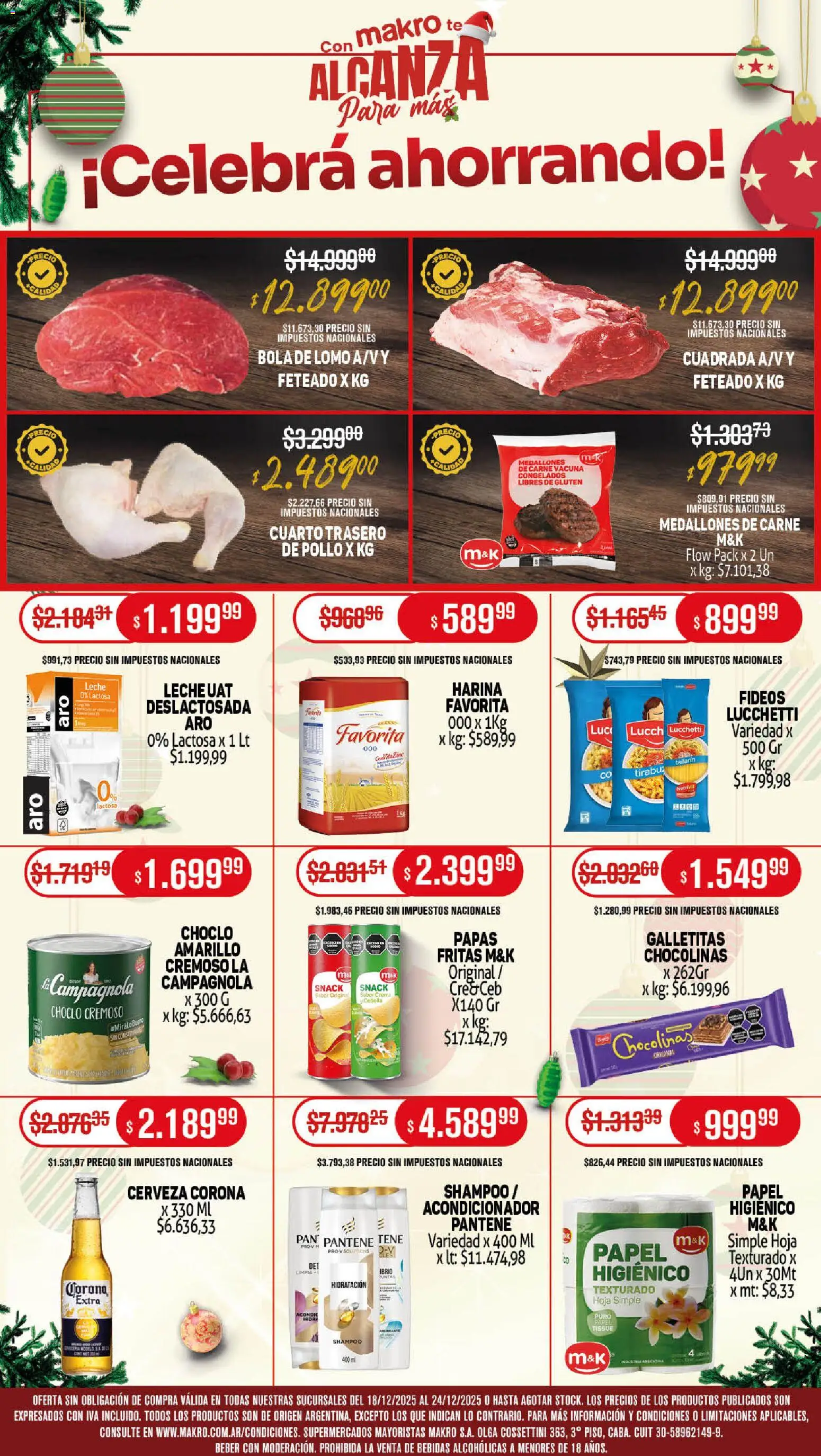 Makro ofertas │ válido desde el 18.12.2025 | Página: 1 | Productos: Shampoo, Leche, Cerveza, Carne de pollo