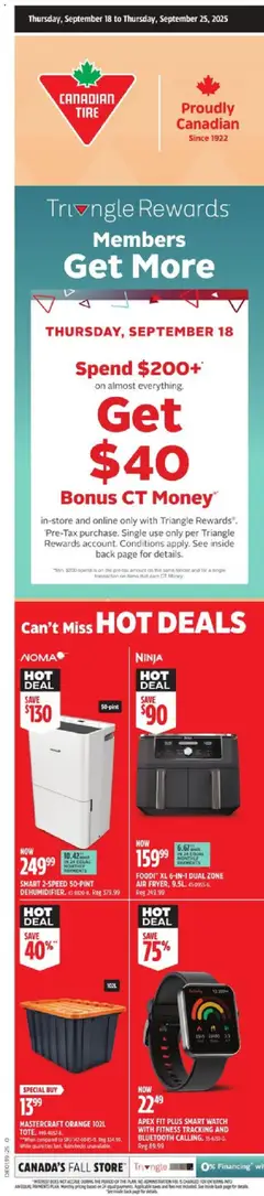 Preview of Canadian Tire weekly flyer / circulaire from shop Canadian Tire valid from 18.09.2025