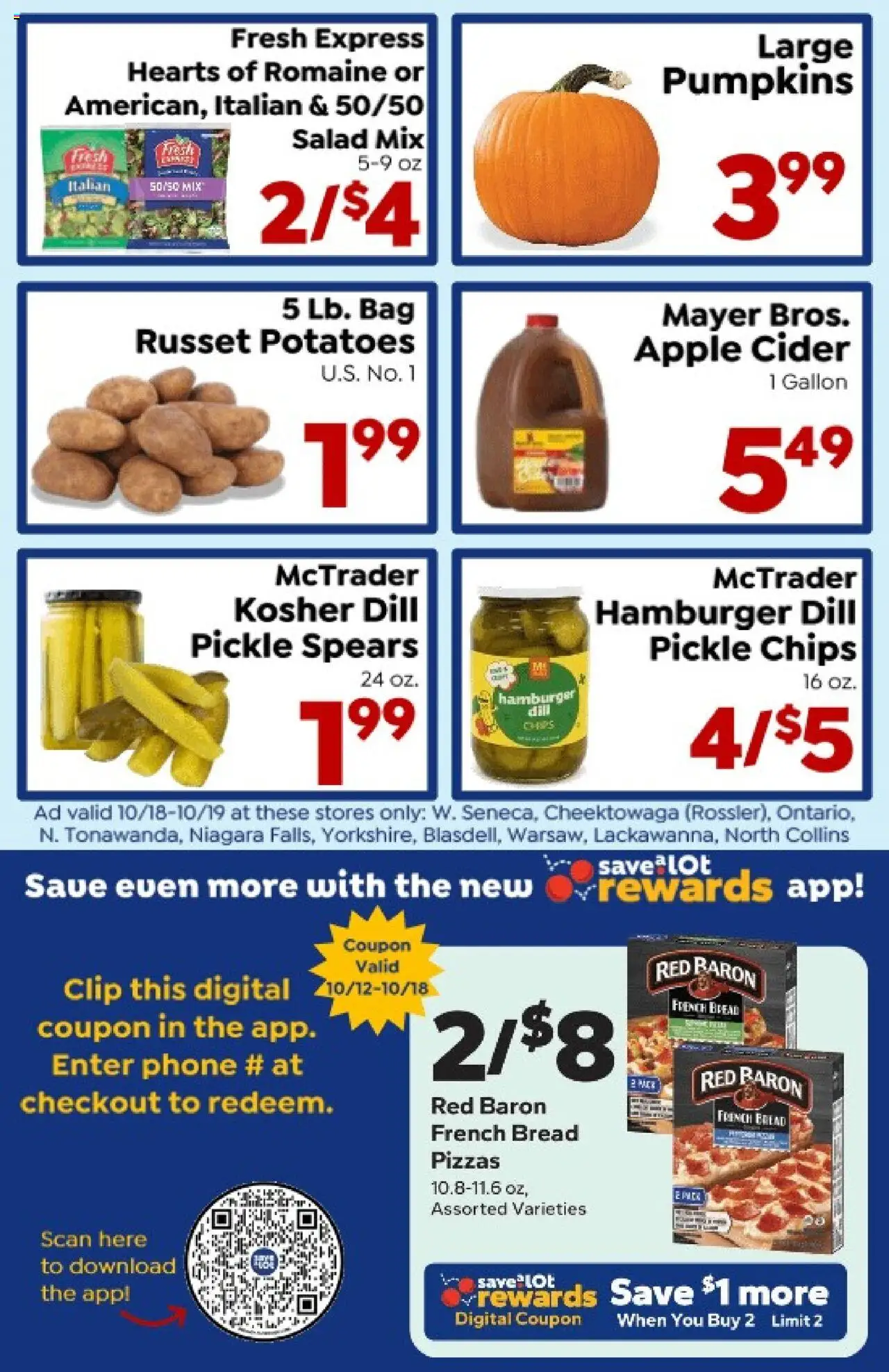 Save a Lot Ad - valid from 18.10.2025 | Page: 2 | Products: Romaine, Bread, Potatoes, Phone