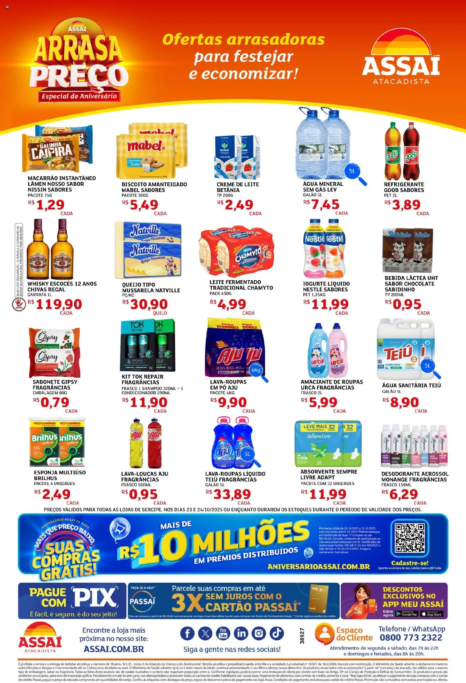 Assaí Atacadista Folheto - válido de 23.10.2025 | Página: 2 | Produtos: Biscoito, Roupas, Creme de leite, Amaciante