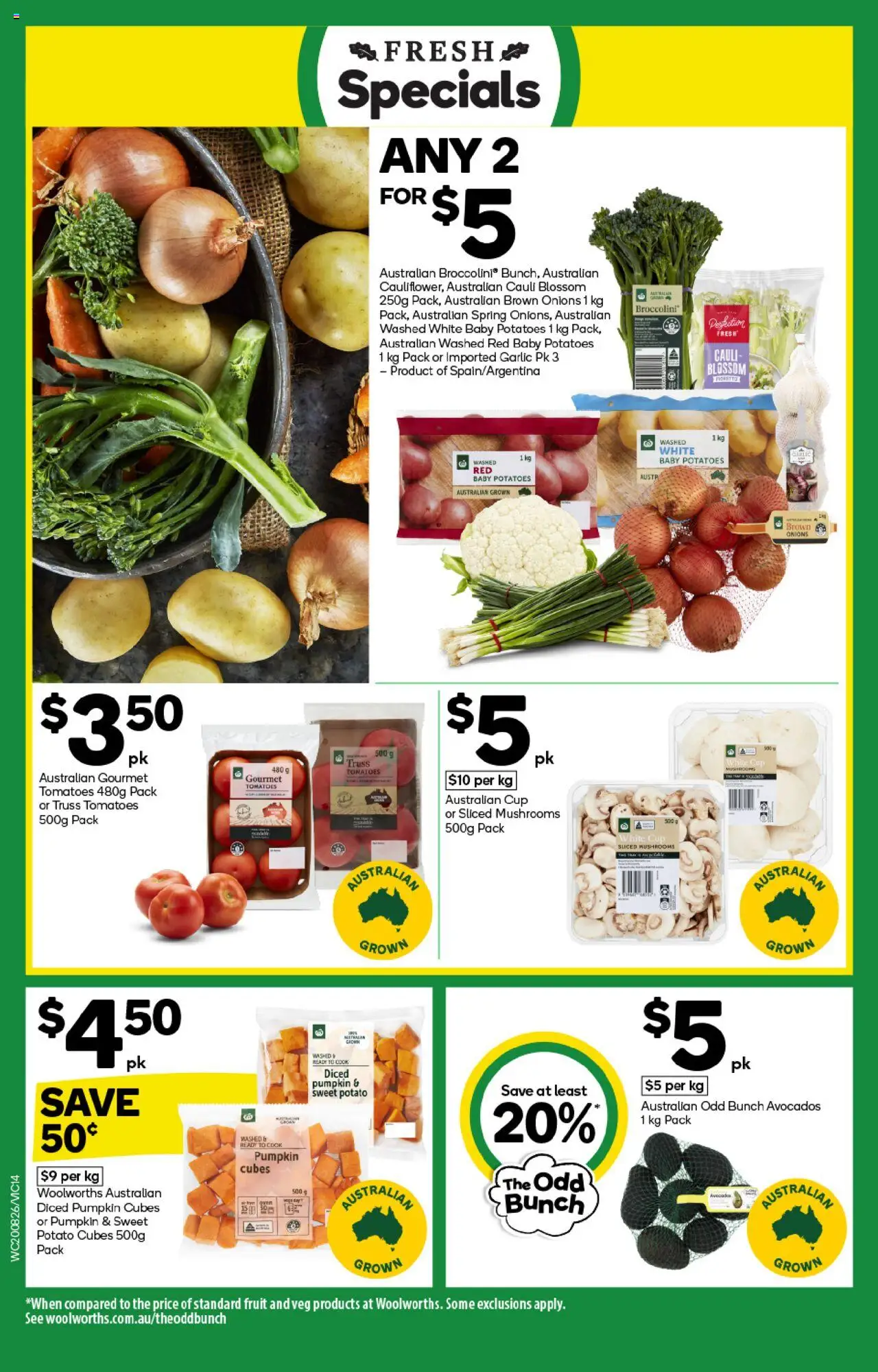 Woolworths catalogue - valid from 20.08.2025 | Page: 14 | Products: Mushrooms, Potatoes, Garlic, Pumpkin