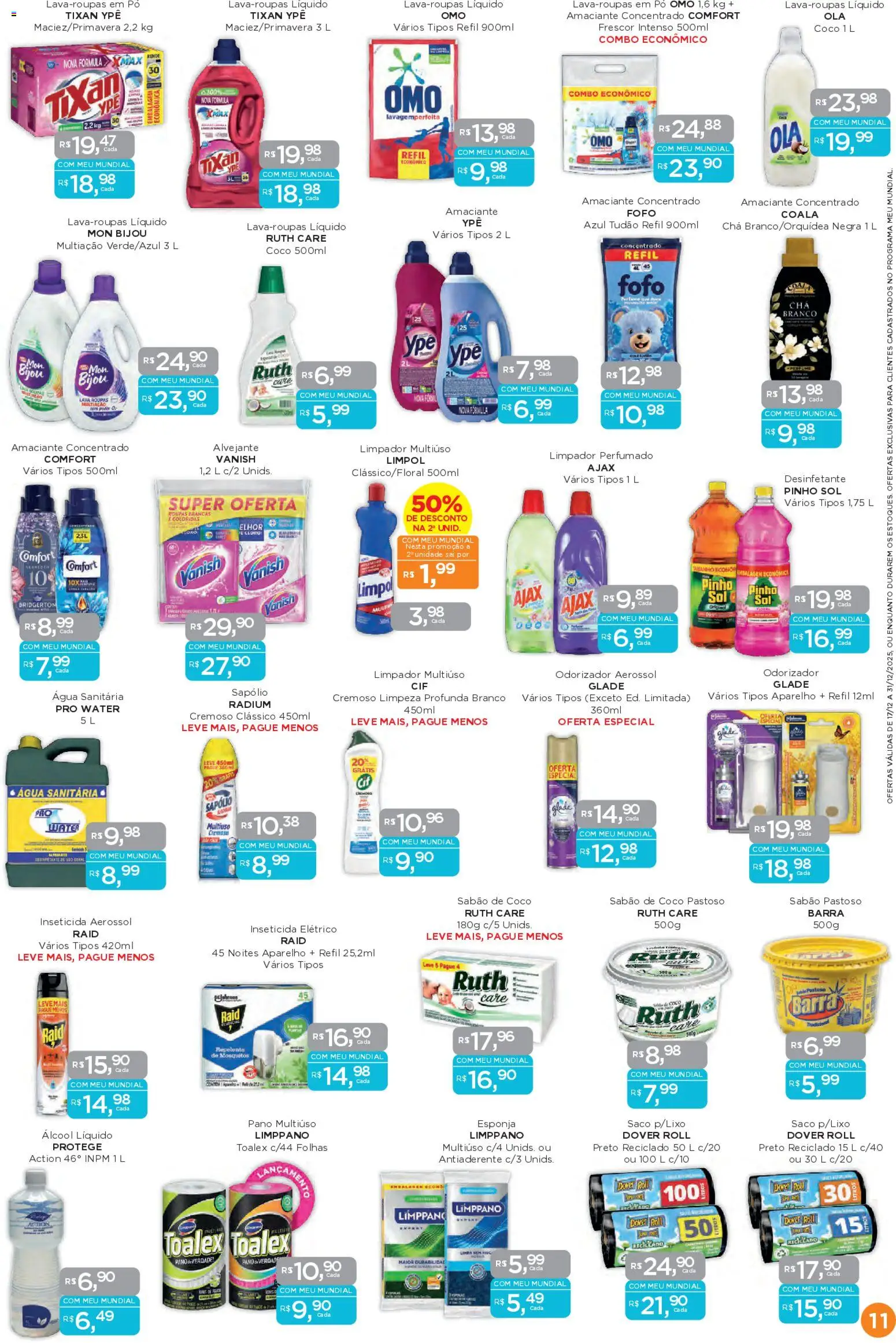 Mundial Folheto - válido de 17.12.2025 | Página: 11 | Produtos: Pó, Cloro, Alvejante, Água sanitária
