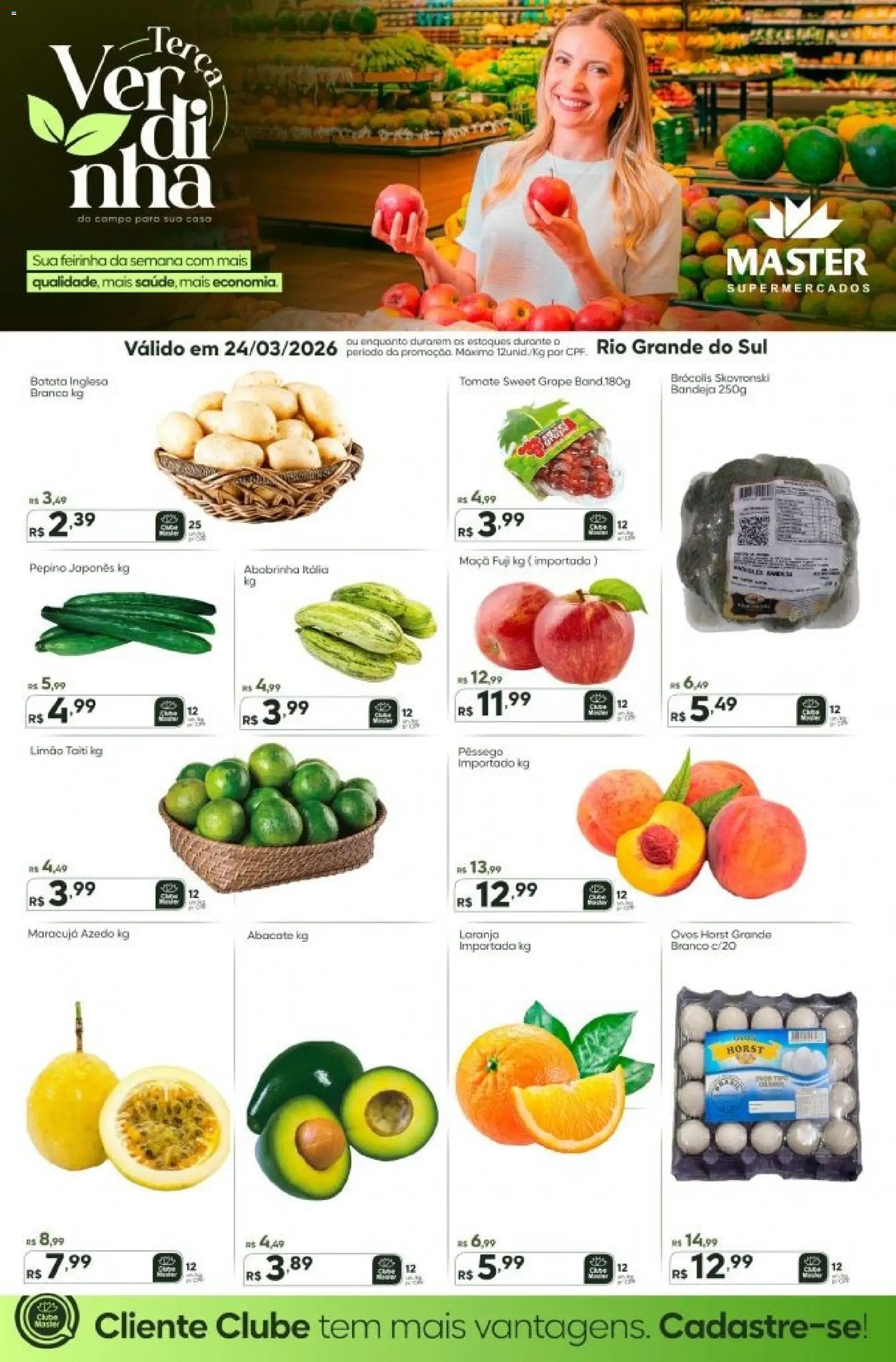 Master Folheto - válido de 24.03.2026 | Página: 1 | Produtos: Maracujá, Ovos, Bandeja, Brócolis