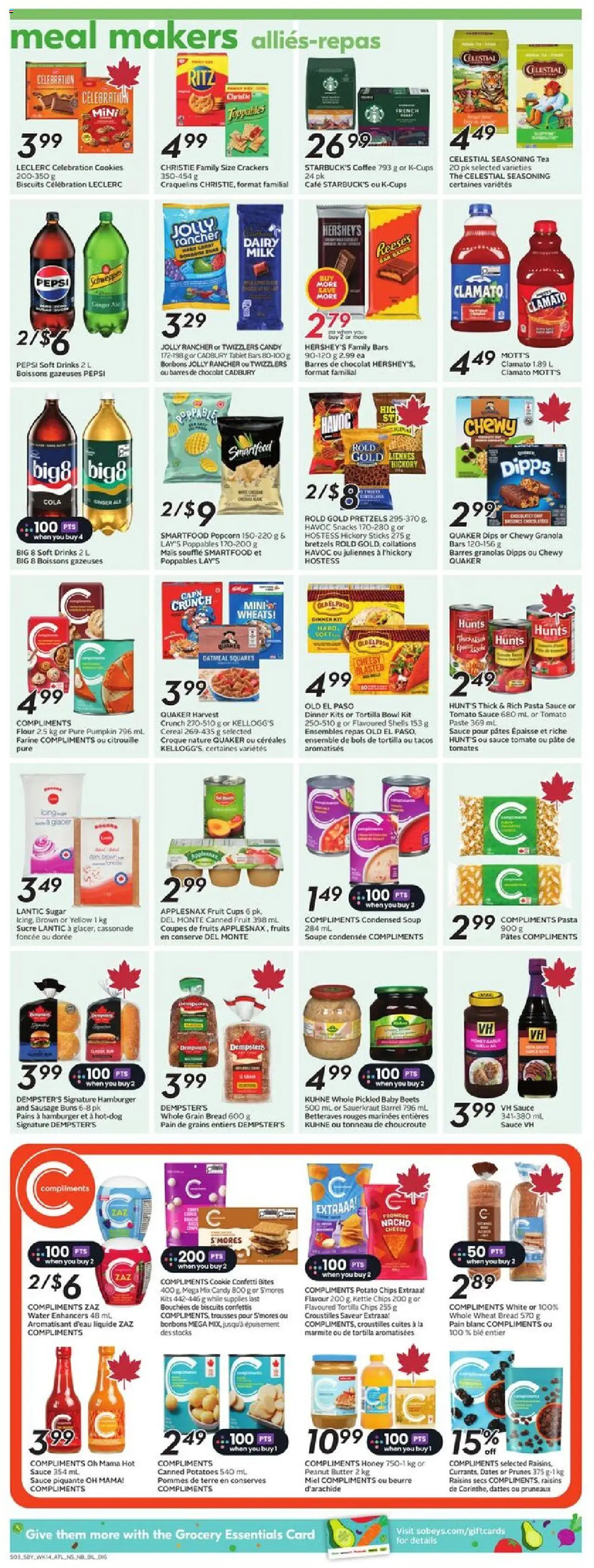 Sobeys flyer valid from 31.07.2025 | Page: 11 | Products: Pasta, Chips, Potatoes, Pumpkin