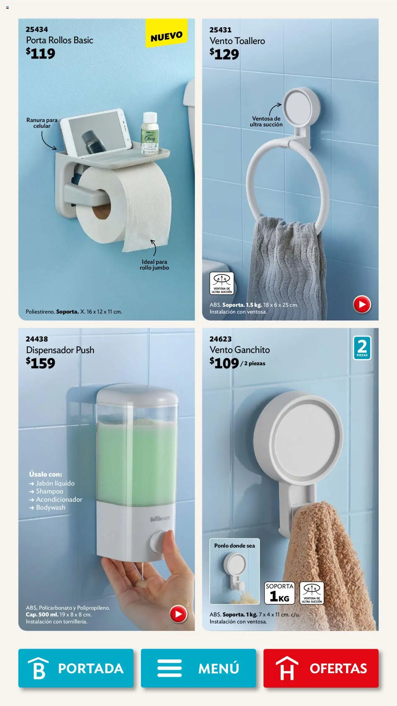 Nuevas ofertas de Betterware válidas en toda la República Mexicana desde el 29.09.2025. ¡Encuentra las mejores ofertas en Betterware - Campaña 10 2025! | Página: 82 | Productos: Toallero, Jabón líquido, Acondicionador, Jabón