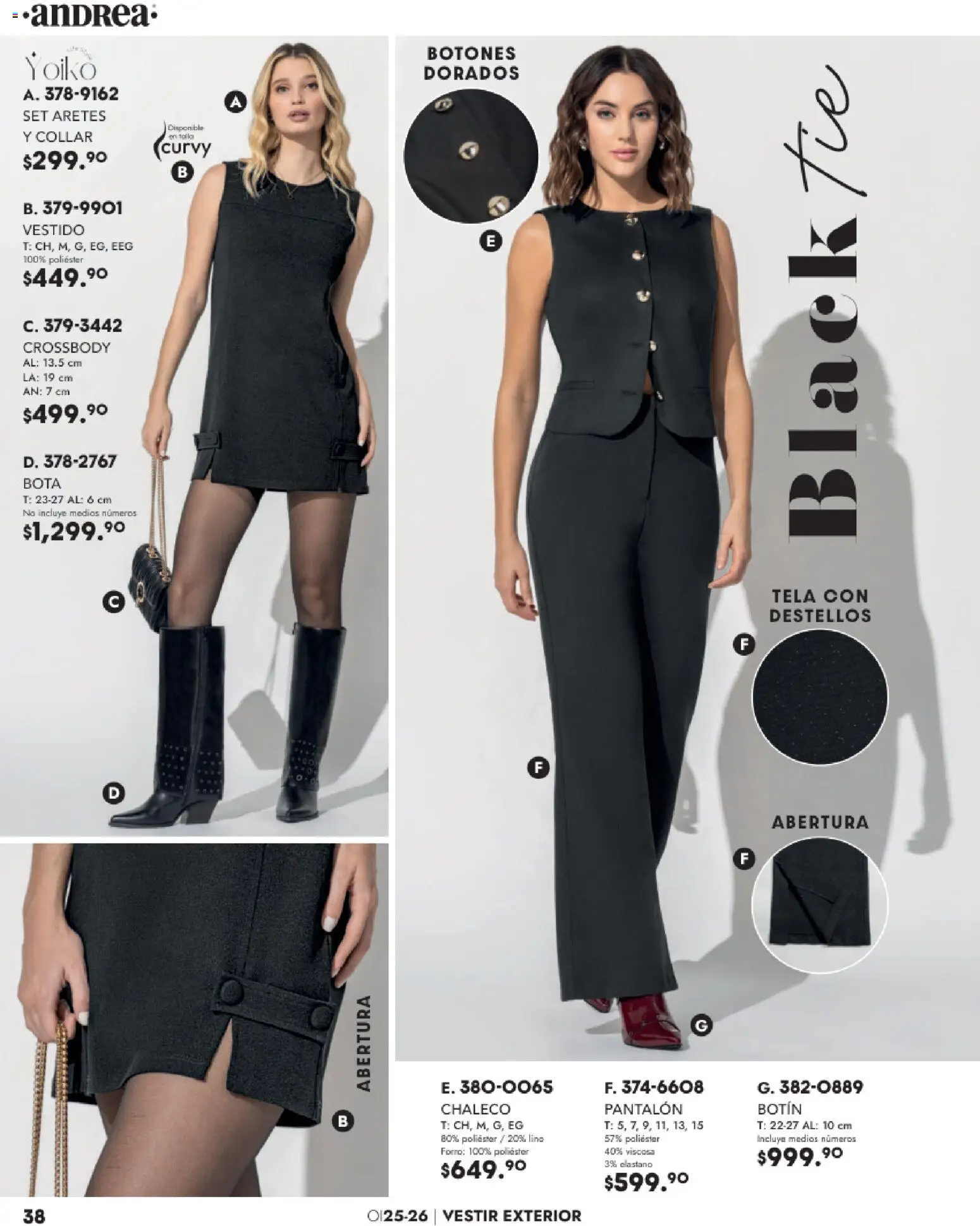 Nuevas ofertas de Andrea válidas en toda la República Mexicana desde el 26.11.2025. ¡Encuentra las mejores ofertas en Andrea catálogo Vestir! | Página: 38 | Productos: Vestido, Collar, Aretes, Botín