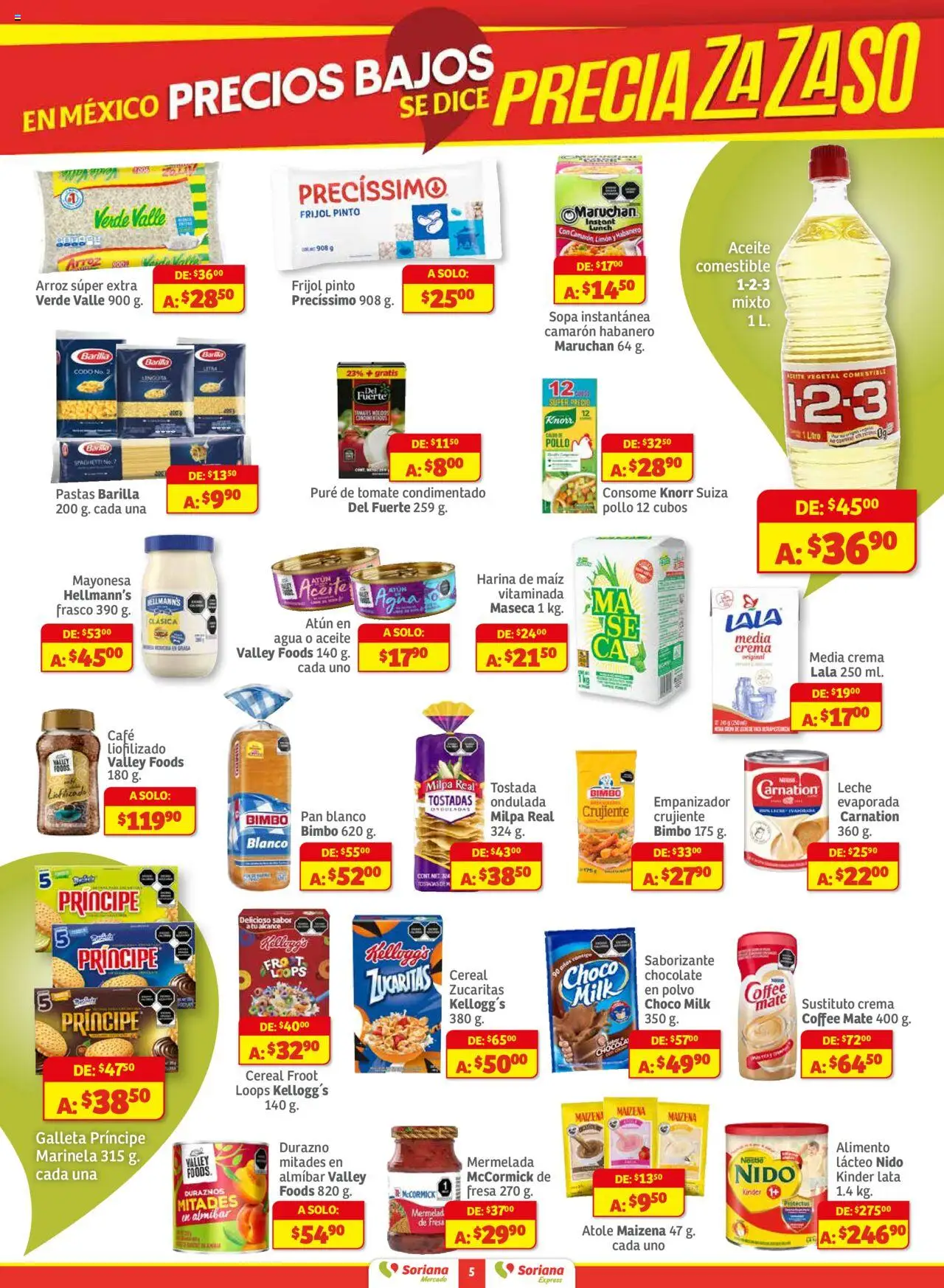 Nuevas ofertas de Soriana válidas en toda la República Mexicana desde el 16.10.2025. ¡Encuentra las mejores ofertas en Soriana - Pesito Valedor Mercado: Chih, Coah, Dur, NL, SLP, Tamps, Zac! | Página: 5 | Productos: Fresa, Sopa, Crema, Mate