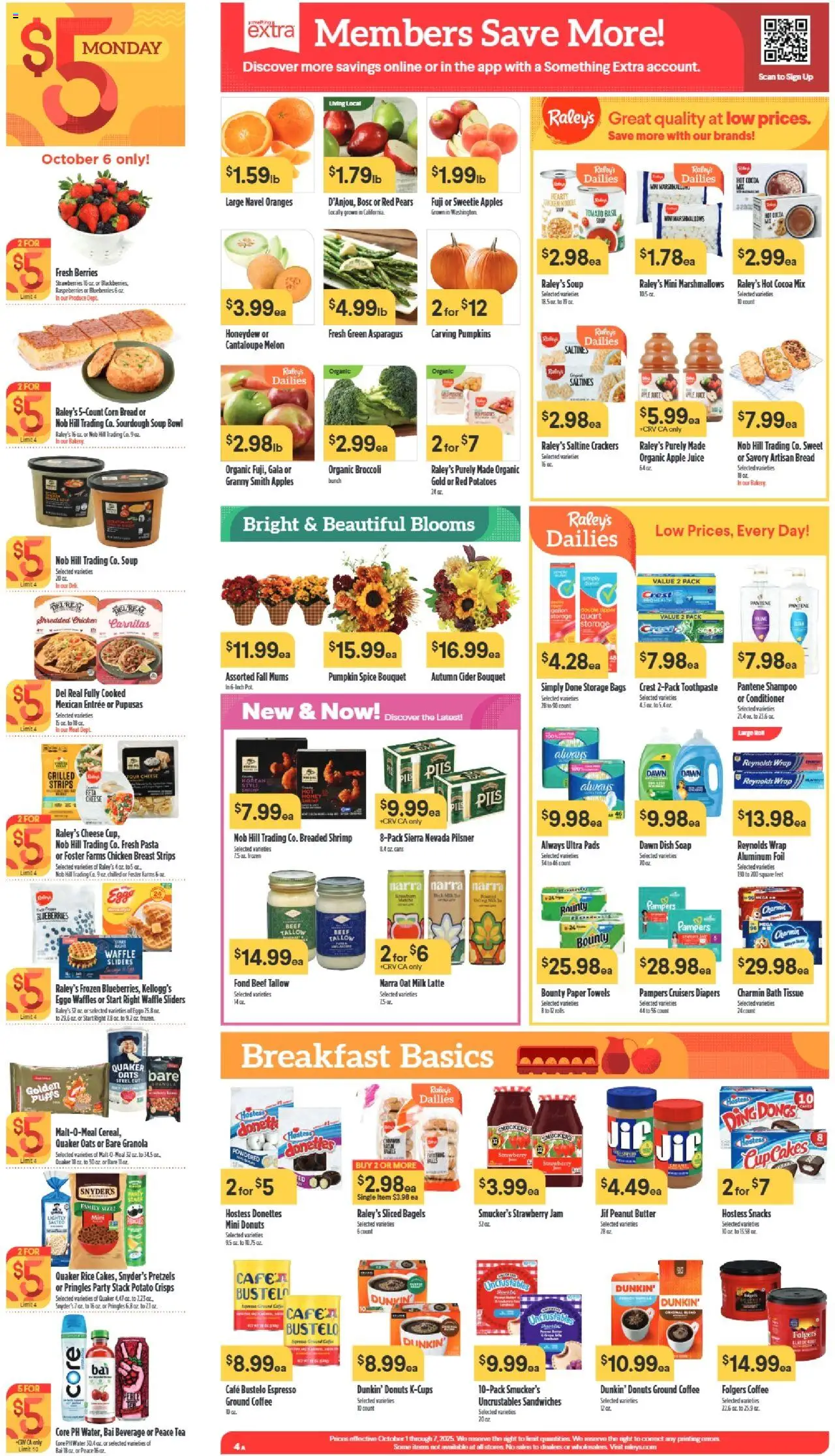 Raley's Weekly Ad - valid from 01.10.2025 | Page: 4 | Products: Soap, Apples, Oranges, Tea