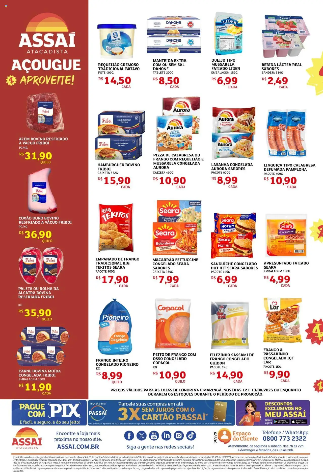 Assaí Atacadista Folheto - válido de 12.08.2025 | Página: 2 | Produtos: Pizza, Microondas, Bebida, Telefone