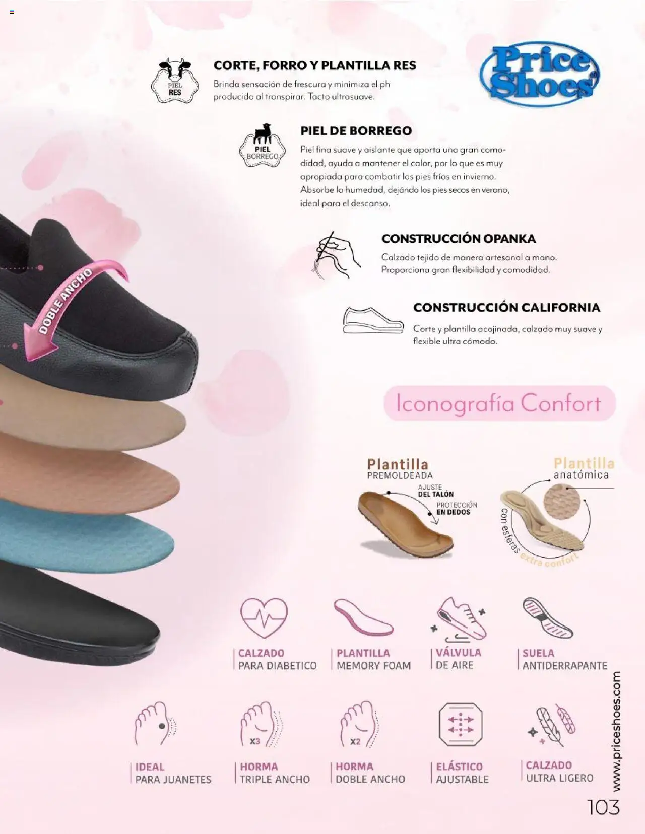 Nuevas ofertas de Price Shoes válidas en toda la República Mexicana desde el 10.02.2025. ¡Encuentra las mejores ofertas en Price Shoes catálogo Confort! | Página: 103 | Productos: Res, Válvula, Flexible