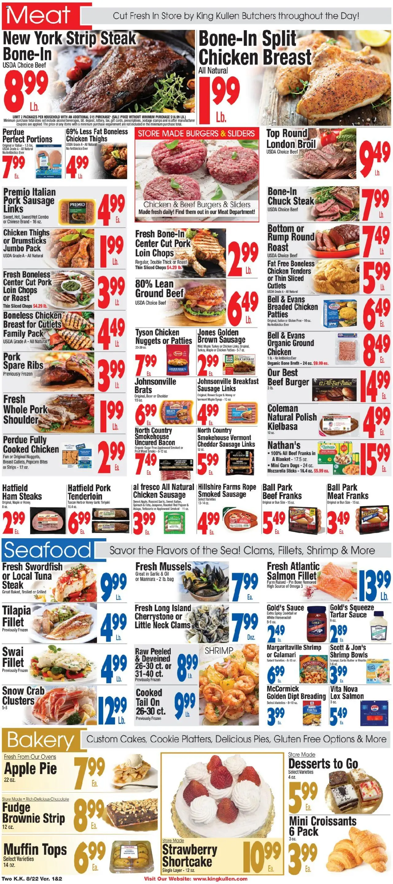 King Kullen Weekly Ad - valid from 22.08.2025 | Page: 2 | Products: Butter, Ham, Garlic, Apple Pie