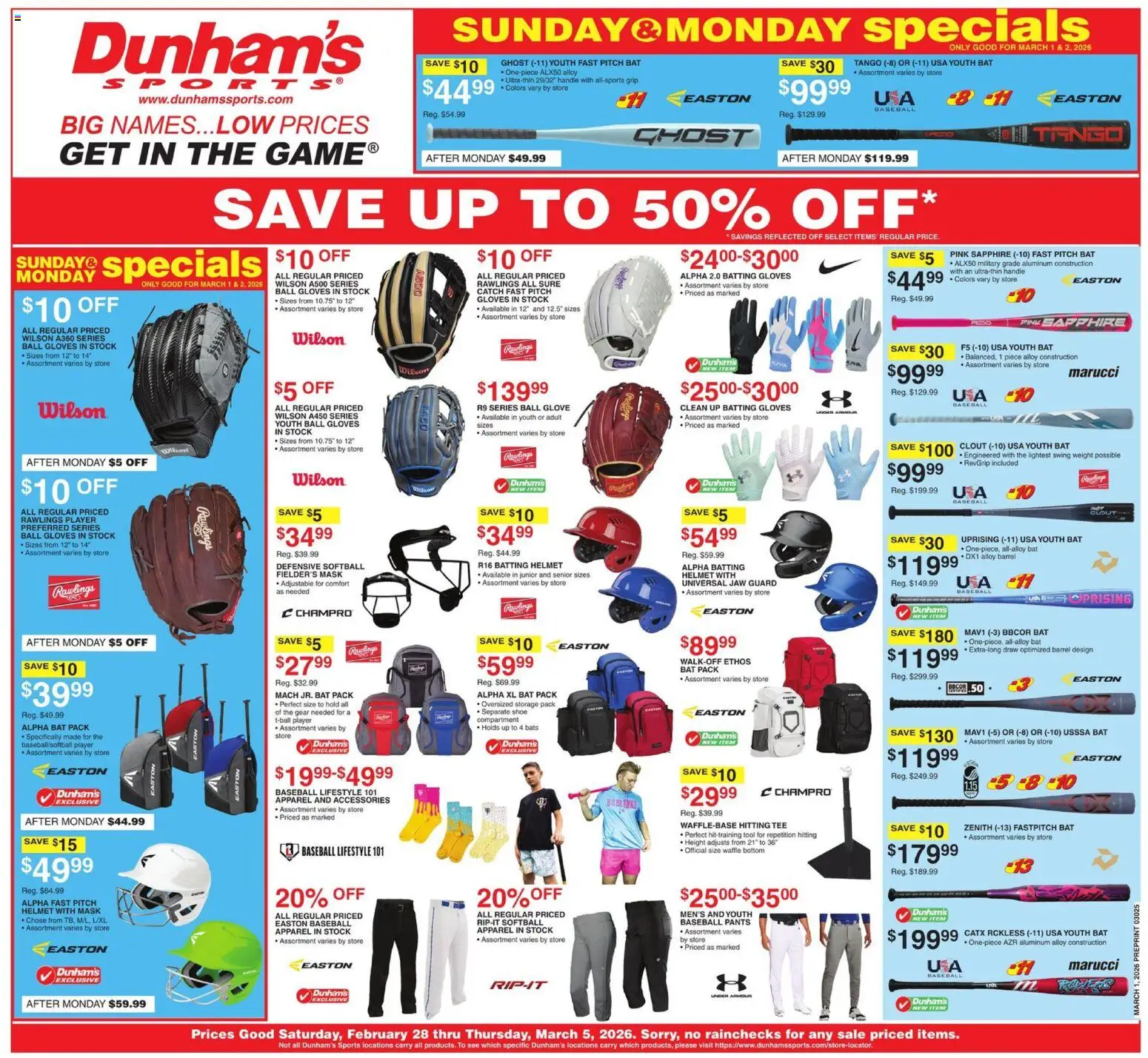 Dunham's Sports Weekly Ad - valid from 28.02.2026 | Page: 1 | Products: Mask, Pants, Player, Weight