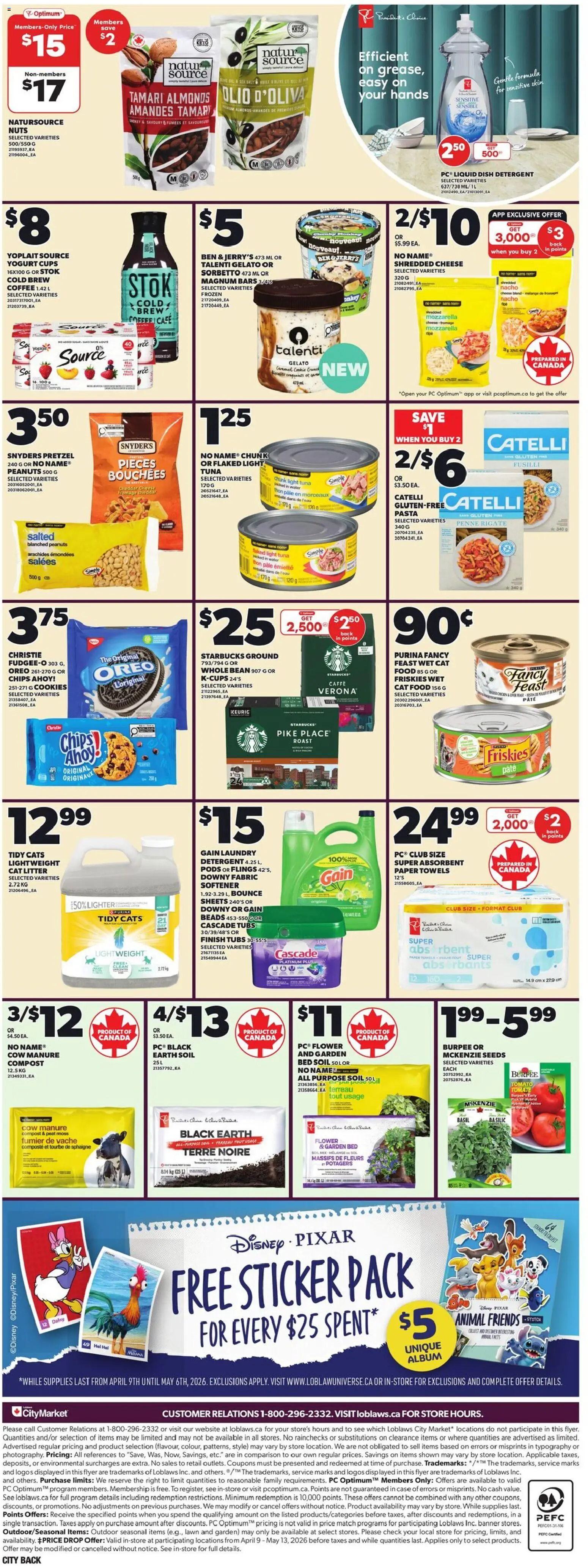 Loblaws flyer valid from 09.04.2026 | Page: 4 | Products: Chips, Nuts, Bed, Yogurt