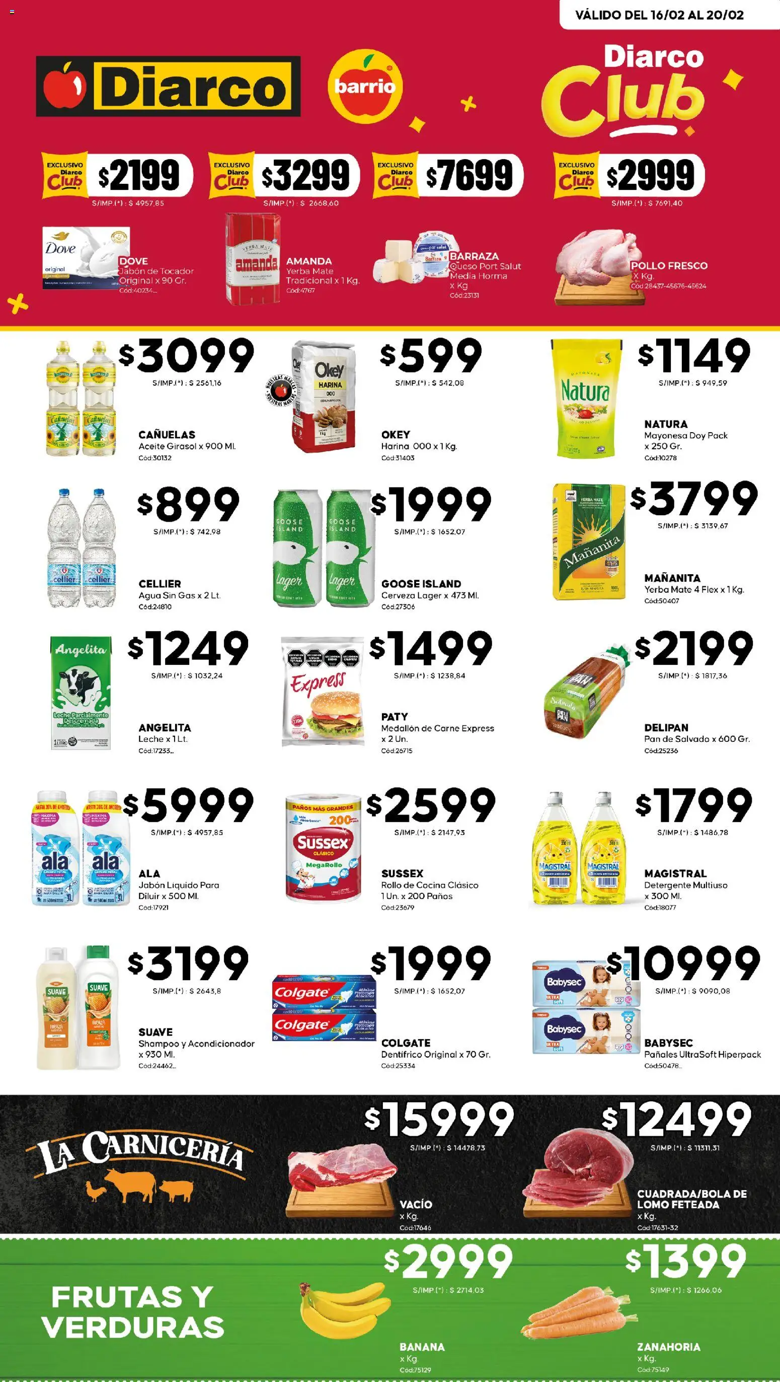 Diarco ofertas │ válido desde el 16.02.2026 | Página: 1 | Productos: Pollo, Harina, Aceite, Pan
