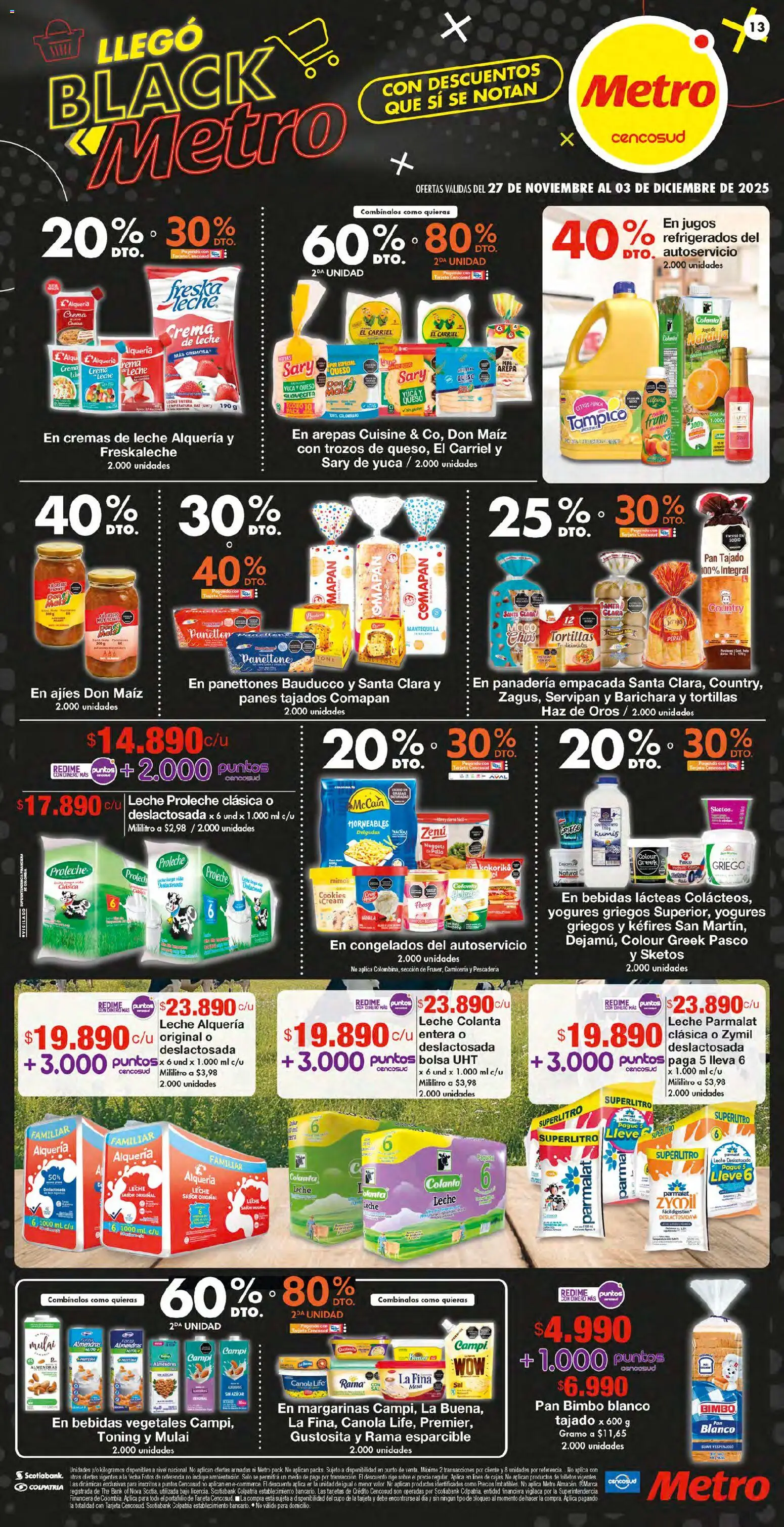 Metro revista - valida desde el 27.11.2025 | Página: 13 | Productos: Pollo, Crema, Panadería, Mantequilla