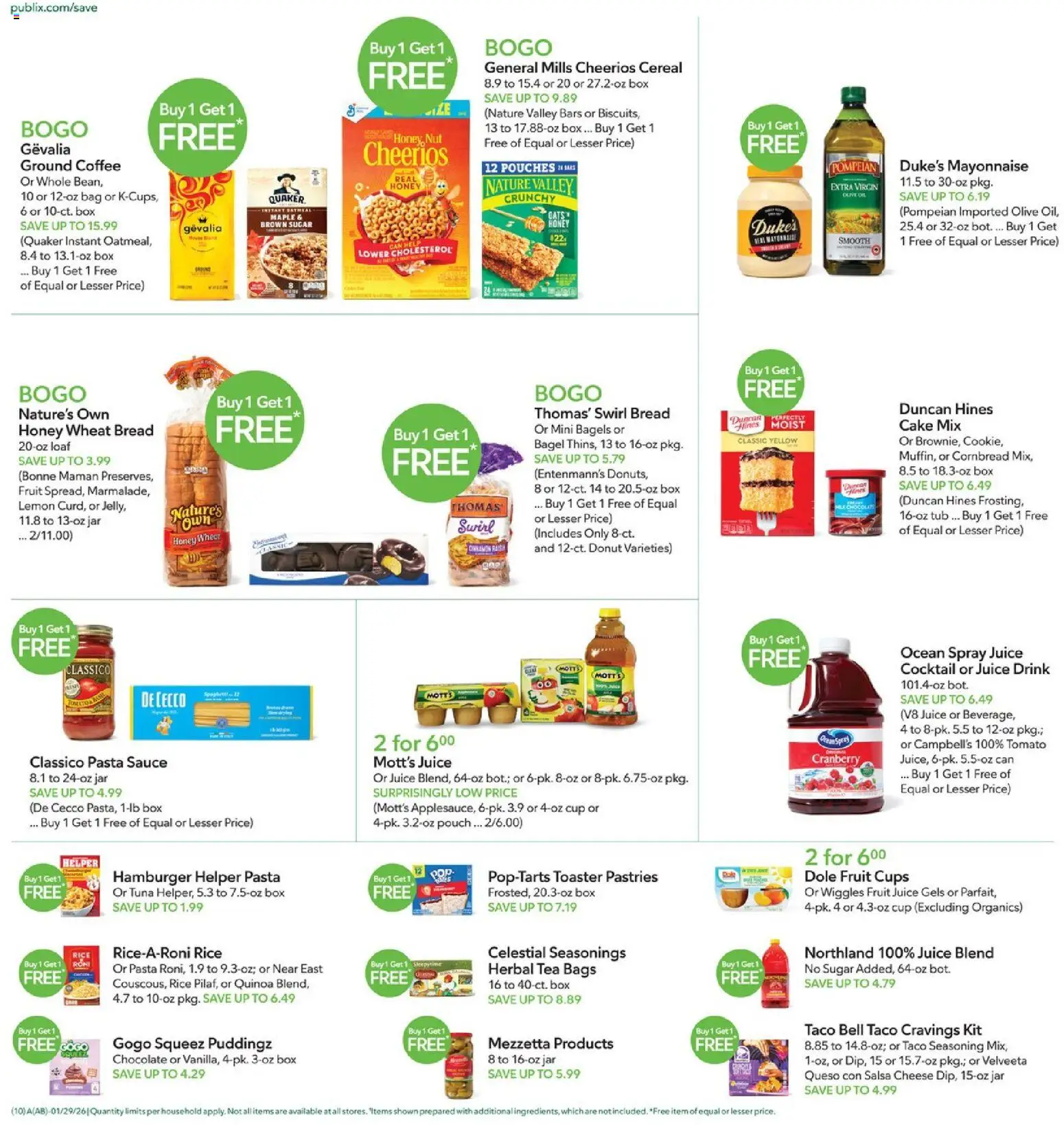 Publix Weekly Ad - valid from 28.01.2026 | Page: 10 | Products: Box, Bread, Coffee, Chocolate