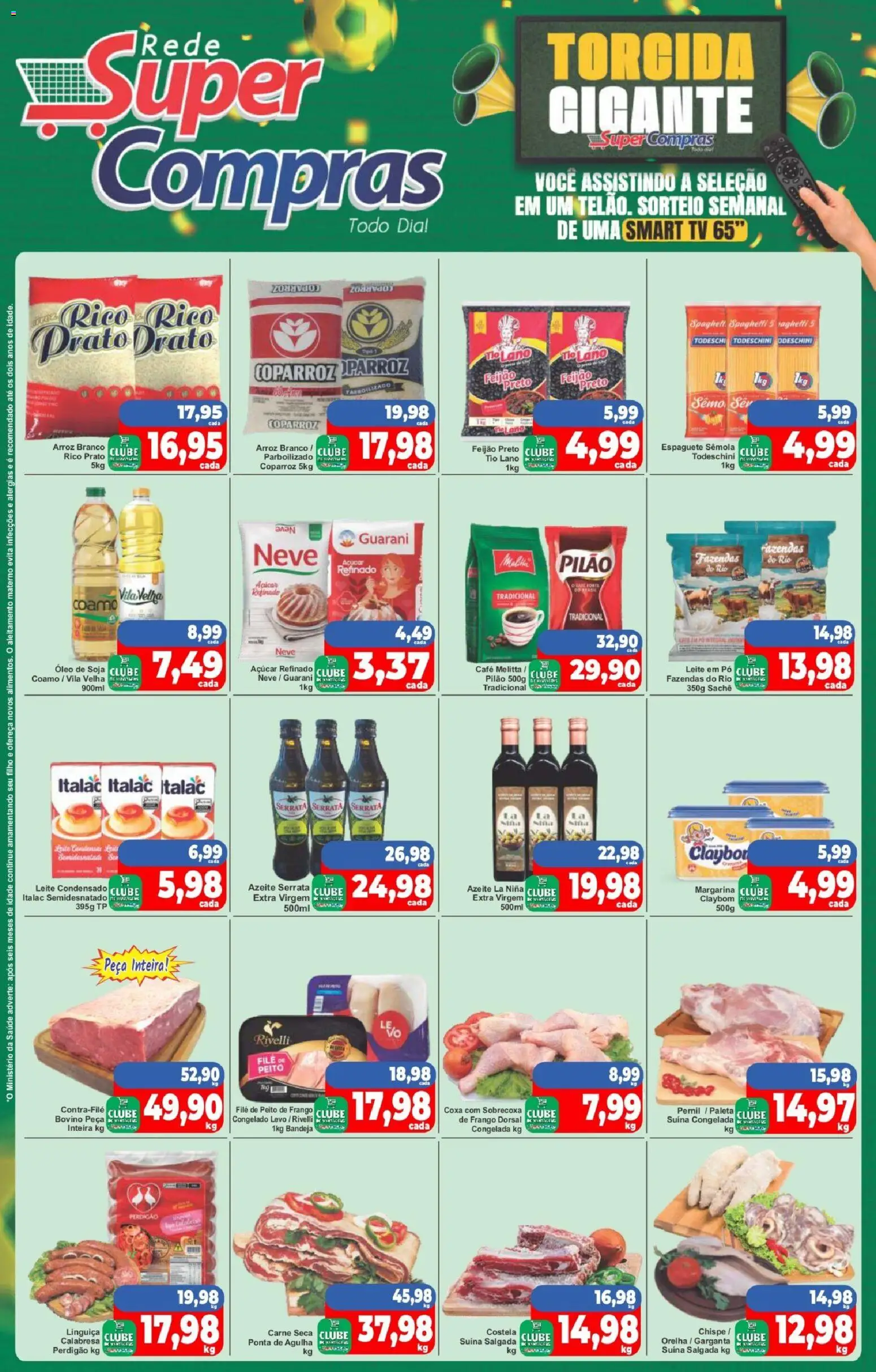 Rede Super Compras Folheto - válido de 20.04.2026 | Página: 1 | Produtos: Tv, Leite condensado, Margarina, Peito de frango