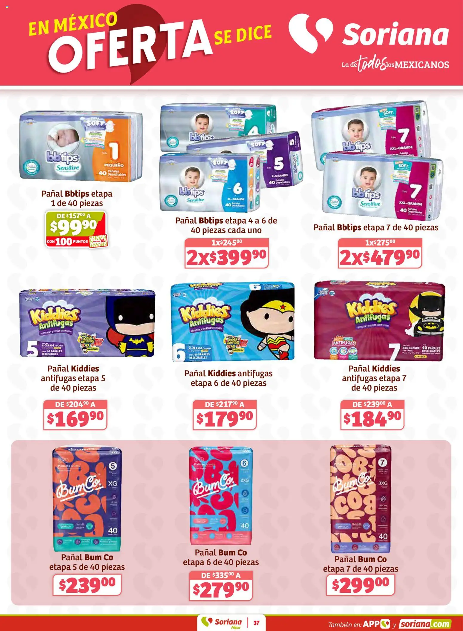 Nuevas ofertas de Soriana válidas en toda la República Mexicana desde el 26.02.2026. ¡Encuentra las mejores ofertas en Soriana - Preciazazaso Híper: Valle de México! | Página: 37 | Productos: Pañales