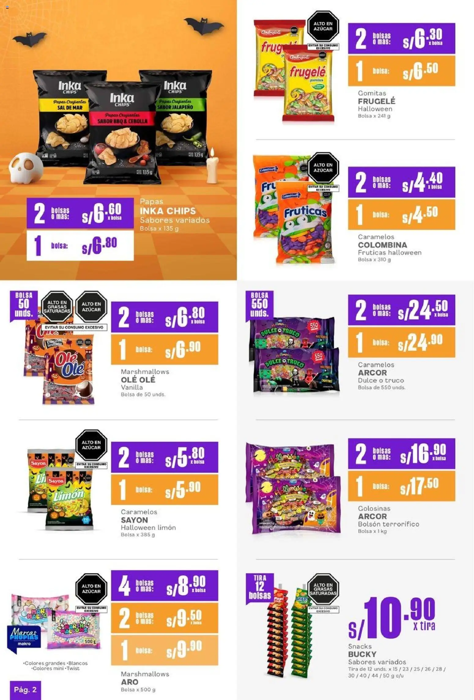 Catálogo Makro válido desde 23.10.2025 | Página: 2 | Productos: Golosinas, Papas, Bolsa