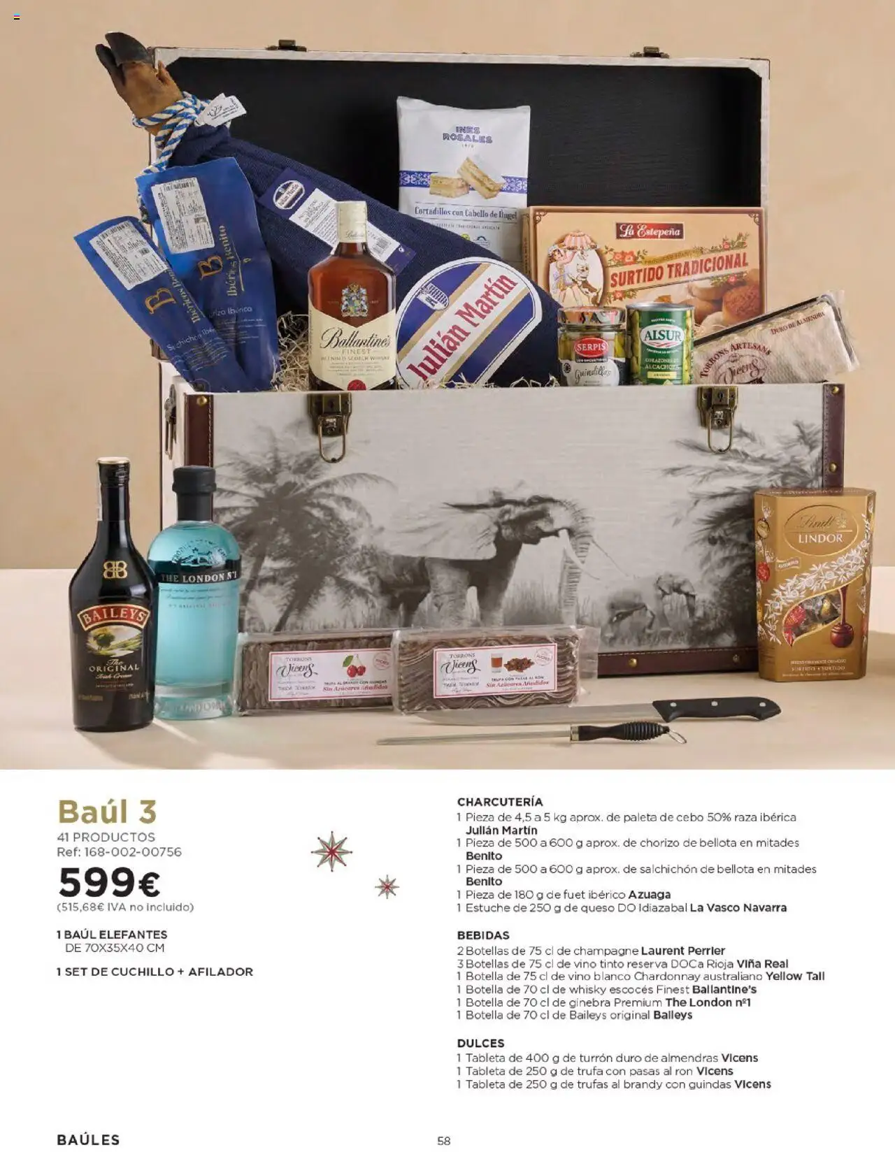 Nuevas ofertas de El Corte Inglés válidas en toda la República Mexicana desde el 03.10.2025. ¡Encuentra las mejores ofertas en El Corte Inglés - Catálogo Cestas Navidad 2025! | Página: 58 | Productos: Champagne, Almendra, Turrón, Cuchillo