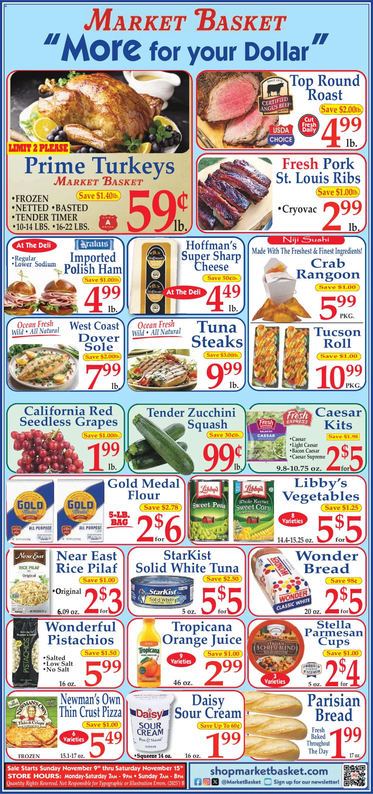 Market Basket Ad - valid from 09.11.2025 | Page: 1 | Products: Basket, Ham, Cream, Vegetables