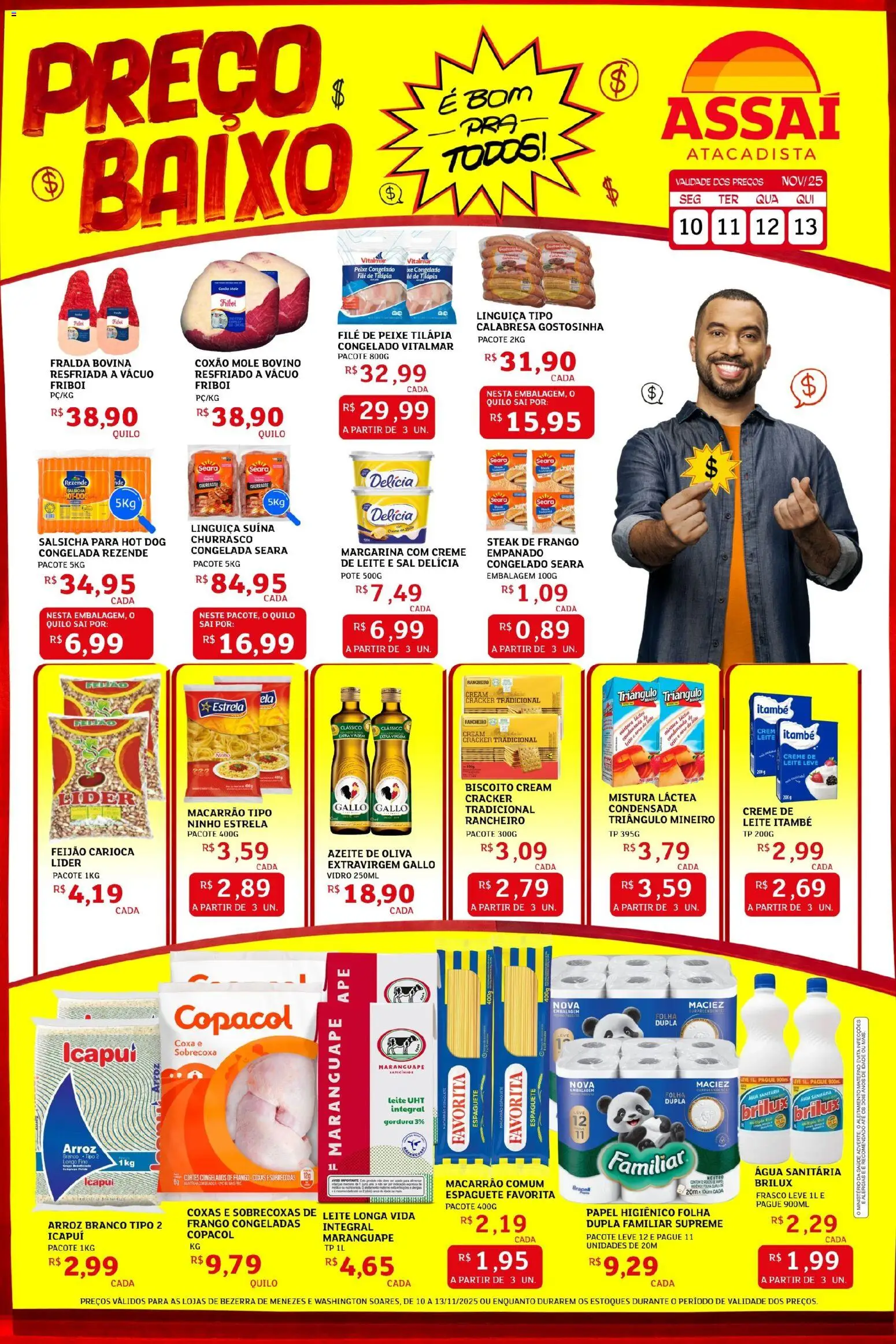 Assaí Atacadista Folheto - válido de 10.11.2025 | Página: 1 | Produtos: Salsicha, Creme, Baixo, Frango
