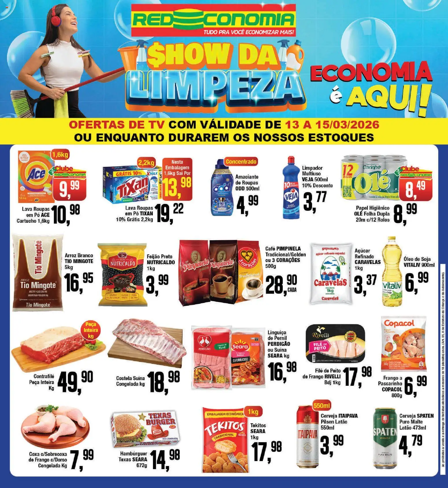 RedEconomia Folheto - válido de 13.03.2026 | Página: 1 | Produtos: Cartucho, Roupas, Hambúrguer, Amaciante
