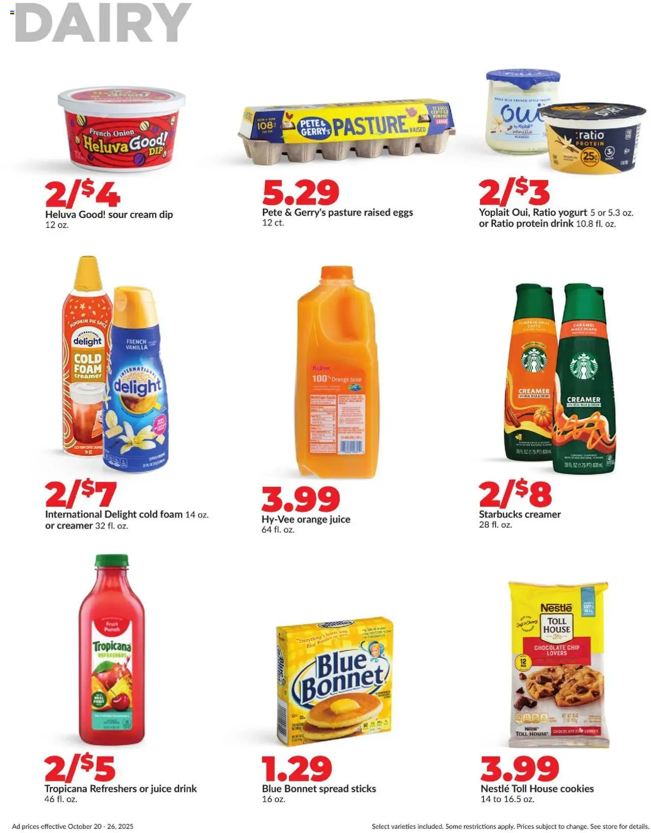 HyVee Weekly Ad - valid from 20.10.2025 | Page: 25 | Products: Eggs, Sour cream, Pumpkin, Chocolate Chip