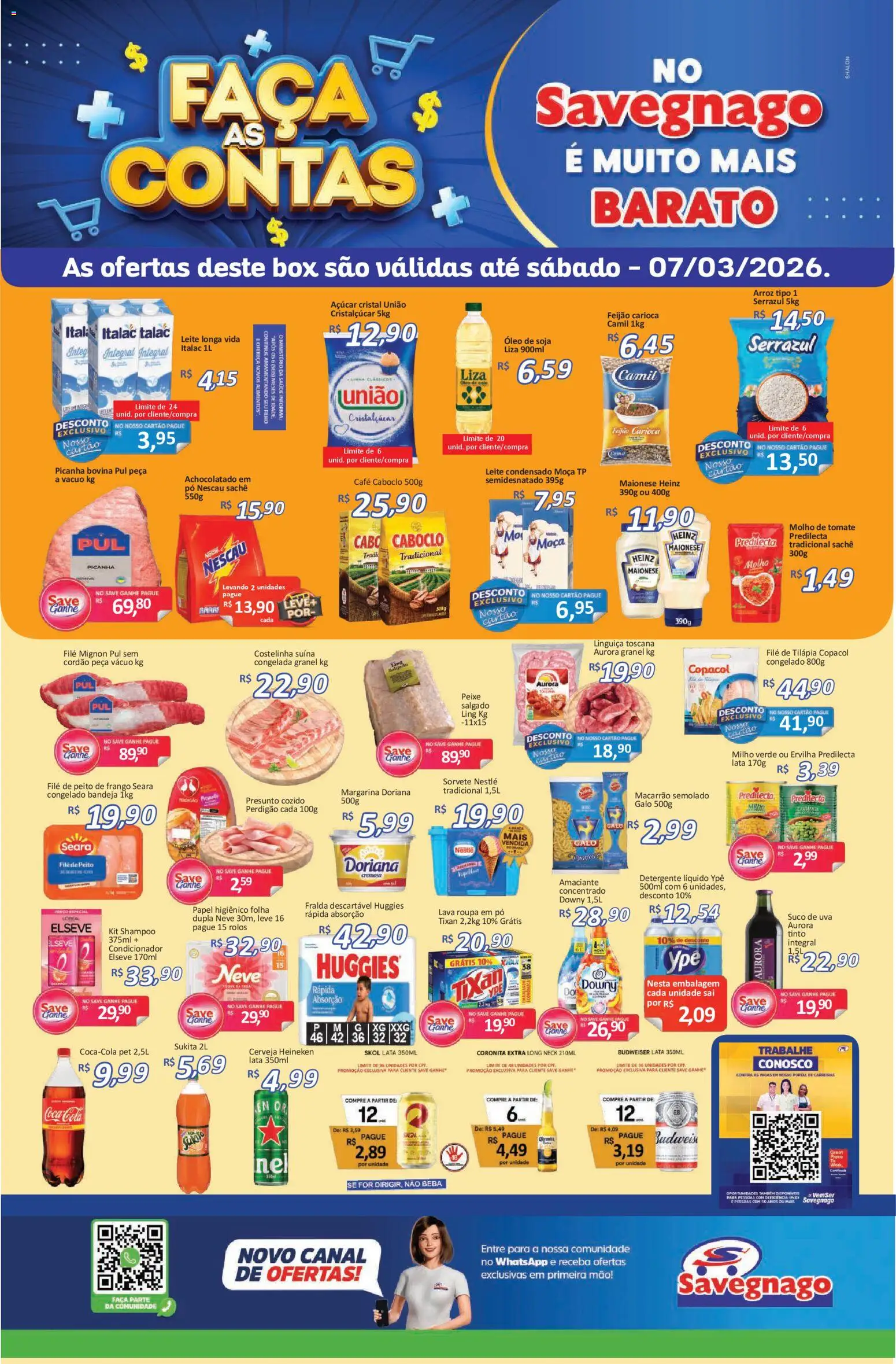 Savegnago Folheto - válido de 05.03.2026 | Página: 1 | Produtos: Nescau, Linguiça, Fralda descartável huggies, Frango