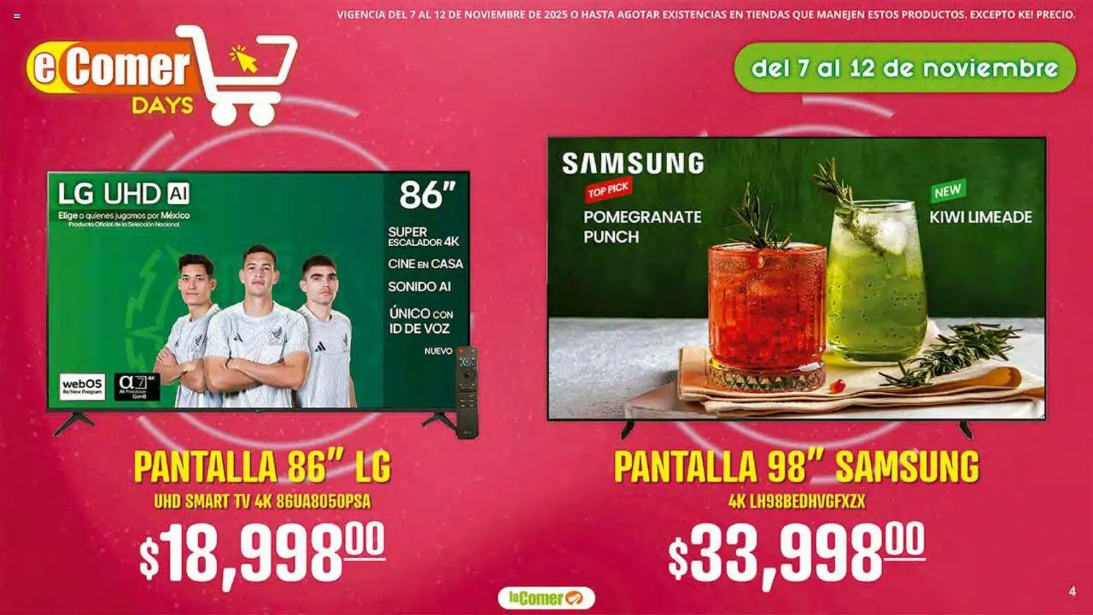 Nuevas ofertas de La Comer válidas en toda la República Mexicana desde el 07.11.2025. ¡Encuentra las mejores ofertas en La Comer folleto! | Página: 4 | Productos: Kiwi, Top