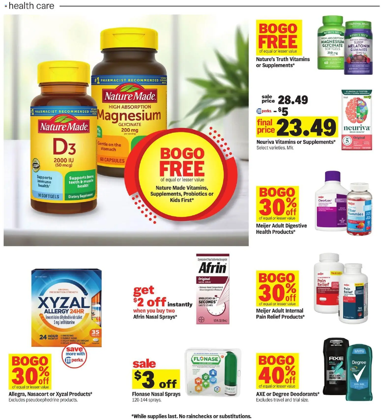 Meijer Weekly Ad - MI - valid from 25.03.2026 | Page: 38 | Products: Magnesium, Probiotics, Melatonin, Axe