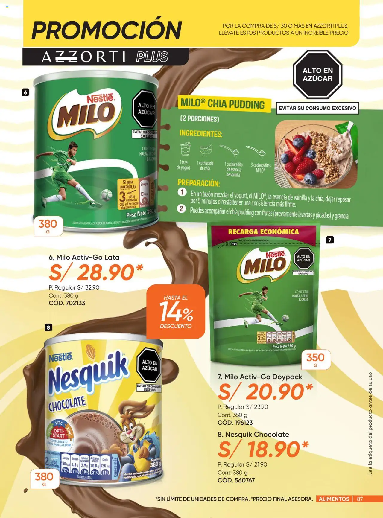 Catálogo Azzorti válido desde 29.09.2025 | Página: 87 | Productos: Leche, Yogurt, Chocolate, Peso