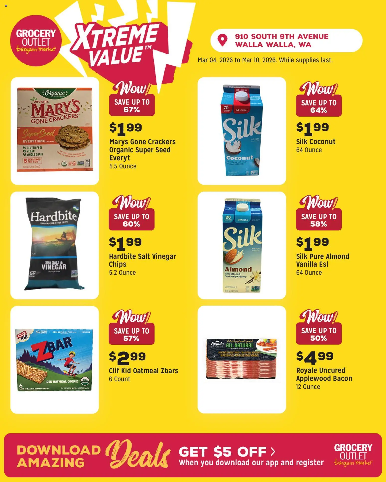 Grocery Outlet Weekly Ad - WA - valid from 04.03.2026 | Page: 8 | Products: Vinegar, Pork, Chips, Salt