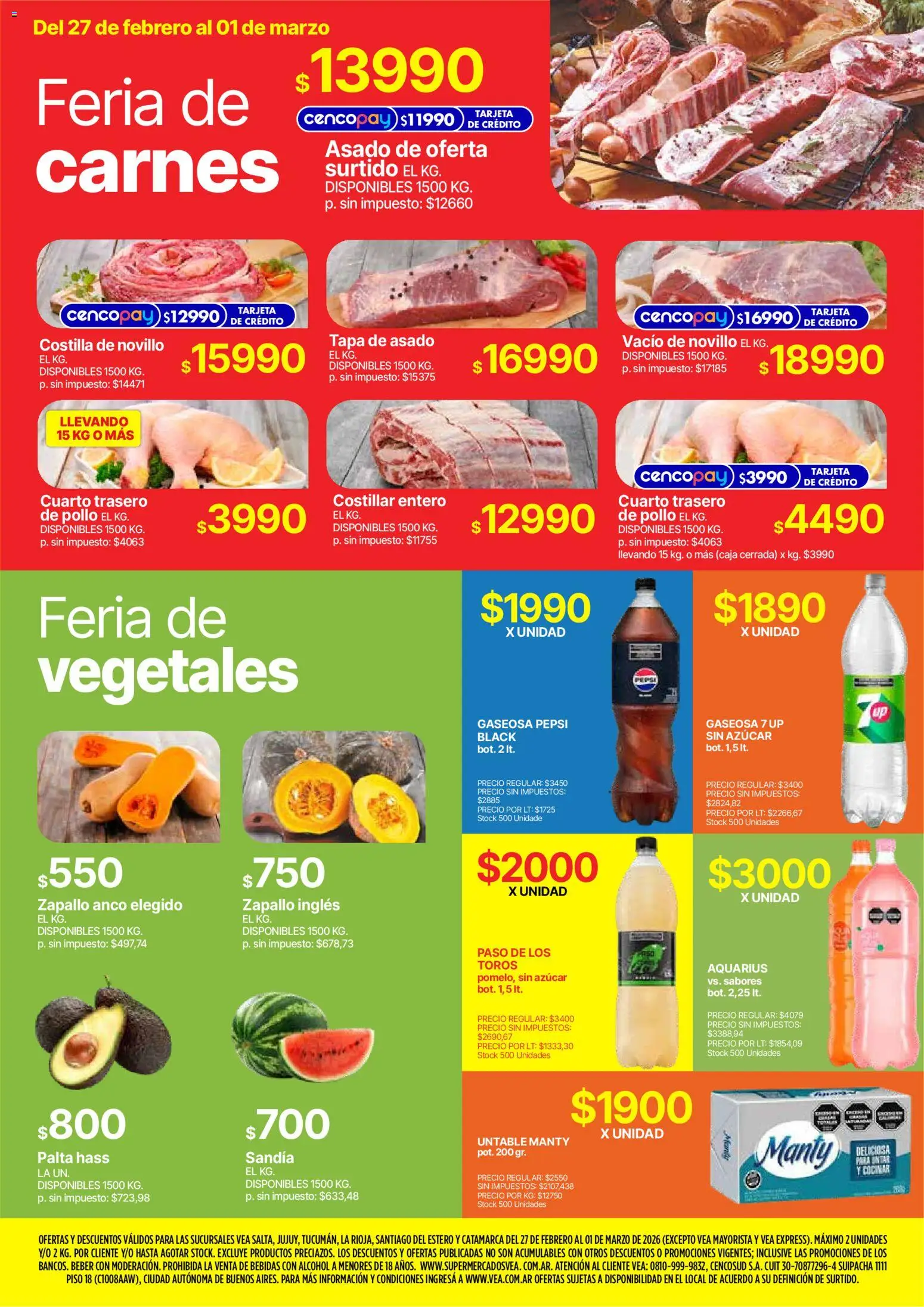 Vea - Oferta fin de semana │ válido desde el 27.02.2026 | Página: 3 | Productos: Azucar, Sandía, Gaseosa, Palta