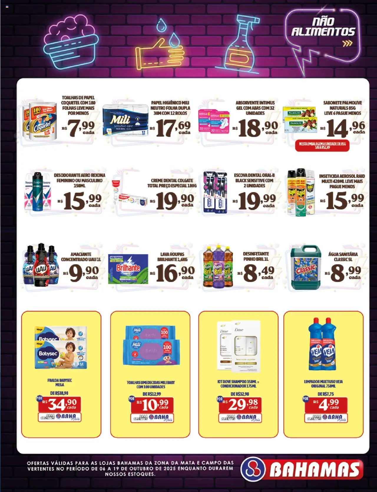 Bahamas Supermercados Folheto - válido de 06.10.2025 | Página: 15 | Produtos: Limpador multiuso, Roupas, Rexona, Absorvente