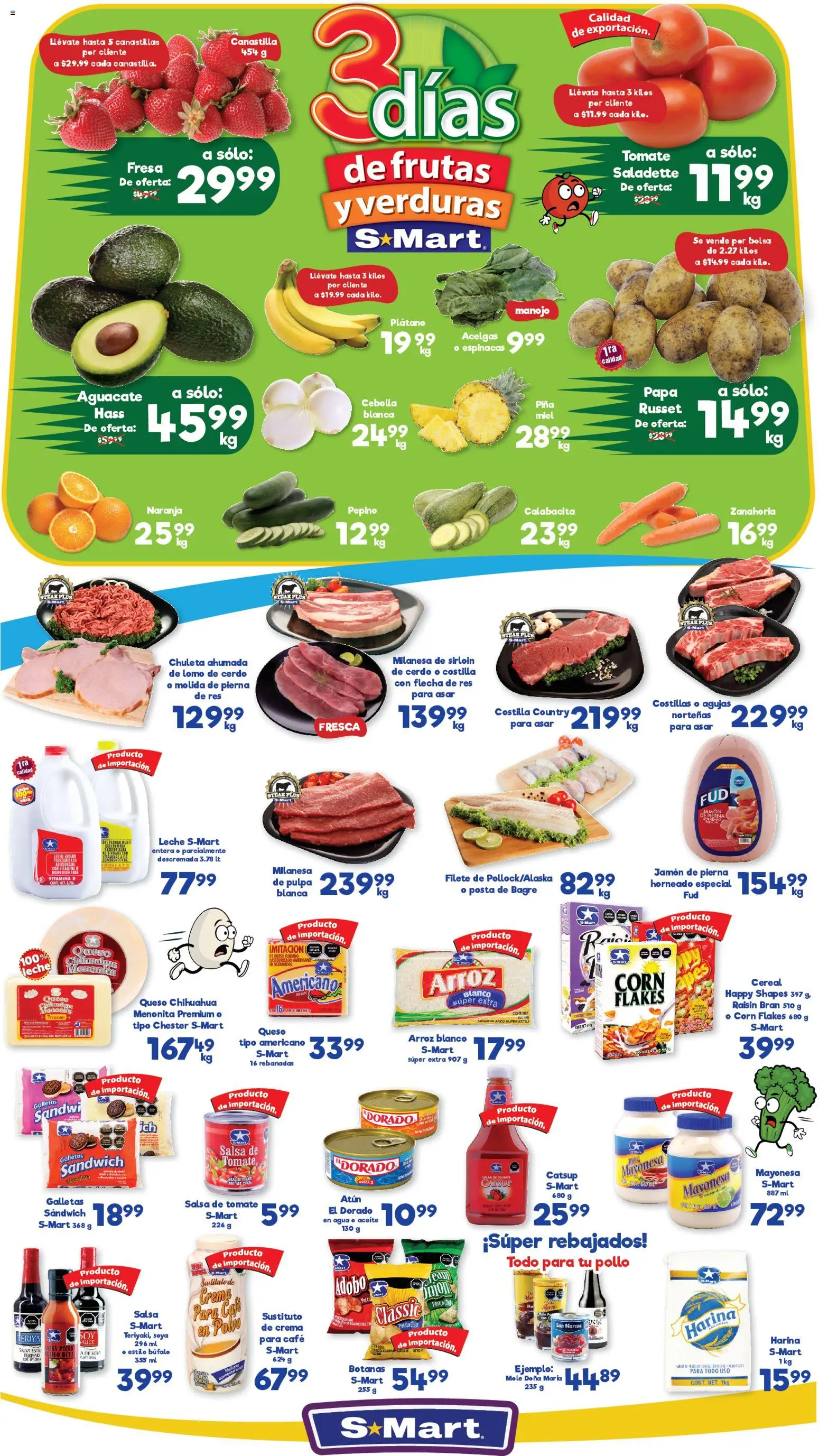 Nuevas ofertas de S-Mart válidas en toda la República Mexicana desde el 13.01.2026. ¡Encuentra las mejores ofertas en S-Mart folleto Monterrey! | Página: 1 | Productos: Fresa, Res, Piña, Polvo