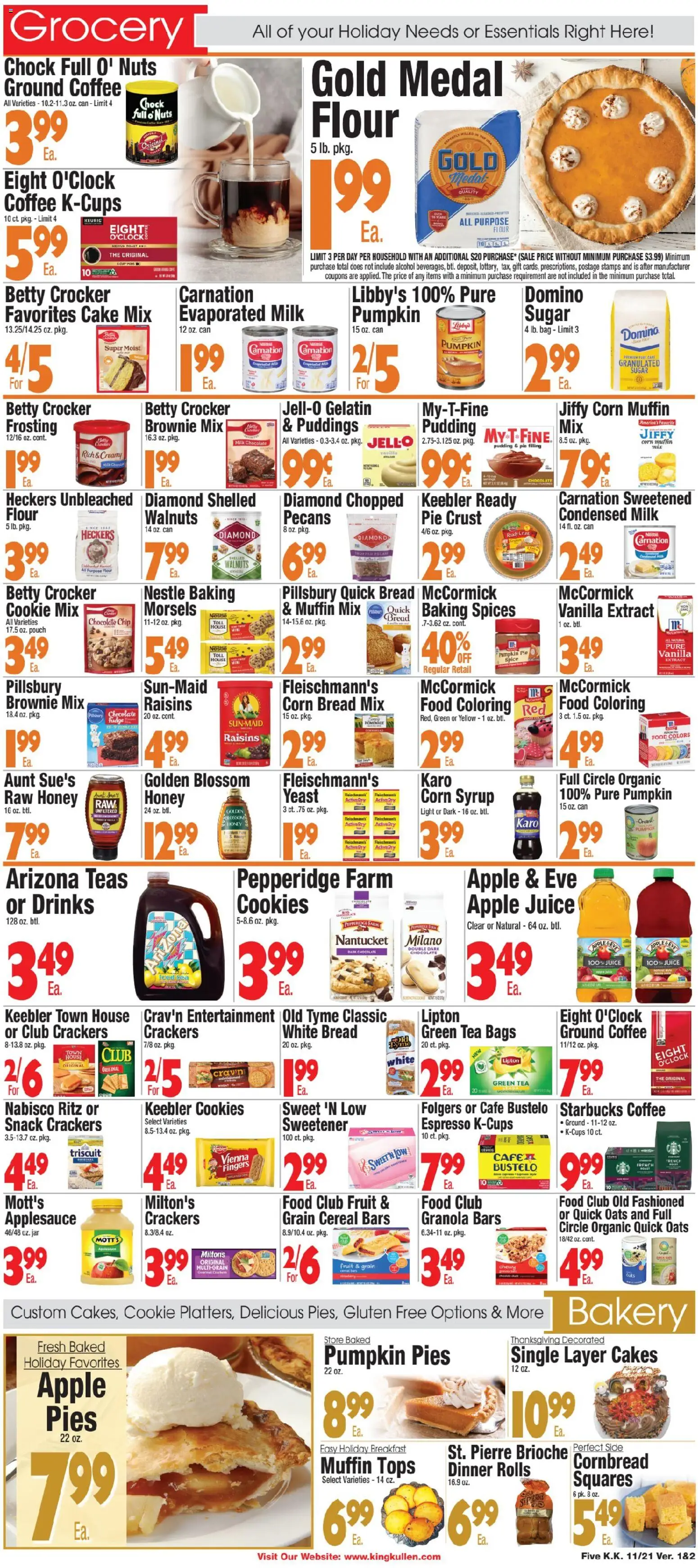 King Kullen Weekly Ad - valid from 20.11.2025 | Page: 5 | Products: Juice, Sugar, Pumpkin, Chocolate Chip