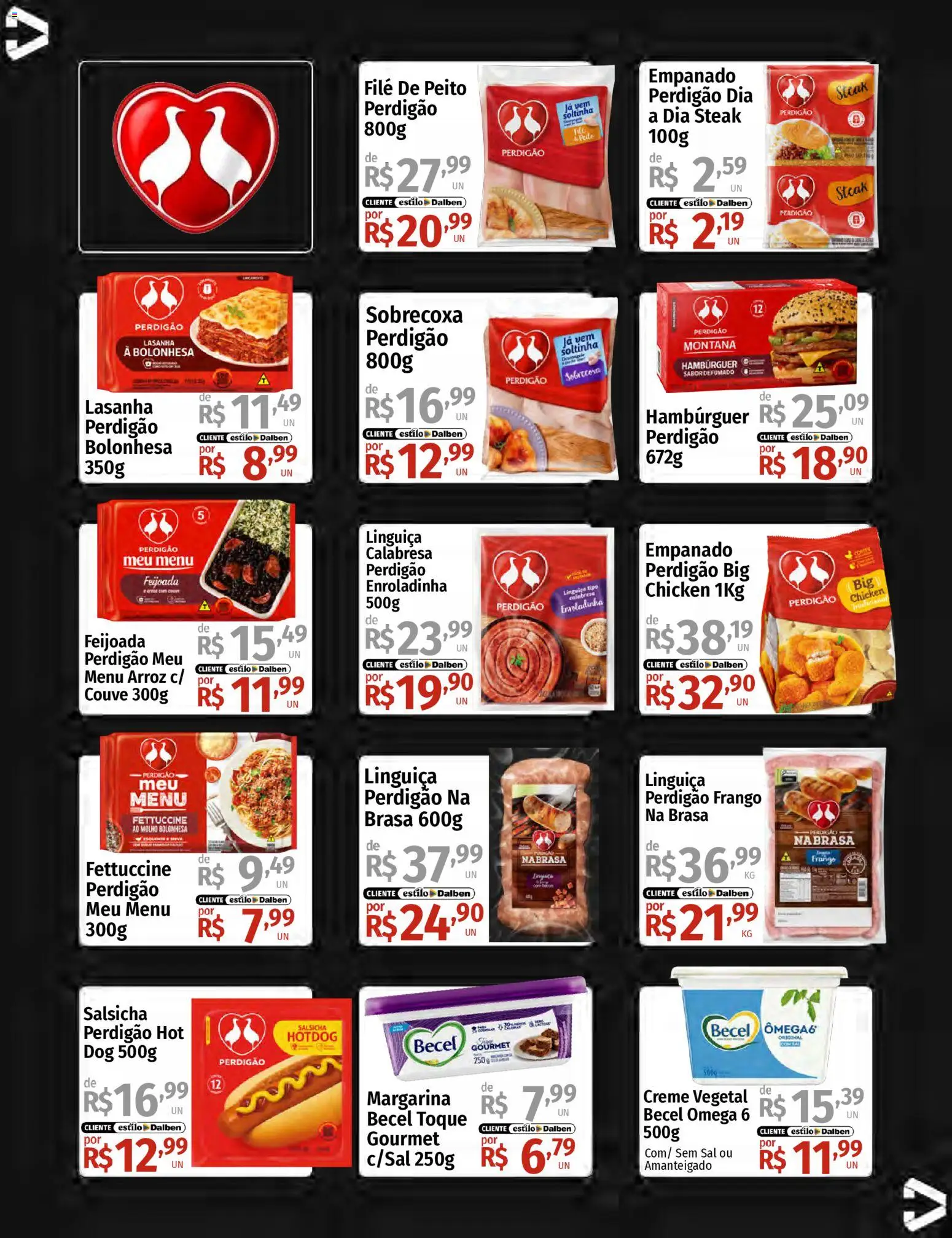 Supermercado Dalben Folheto - válido de 14.01.2026 | Página: 25 | Produtos: Salsicha, Linguiça, Hambúrguer, Frango