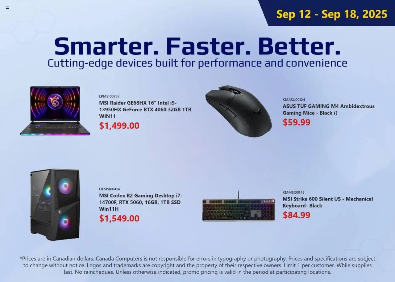 Canada Computers flyer valid from 12.09.2025 | Page: 1 | Products: Keyboard