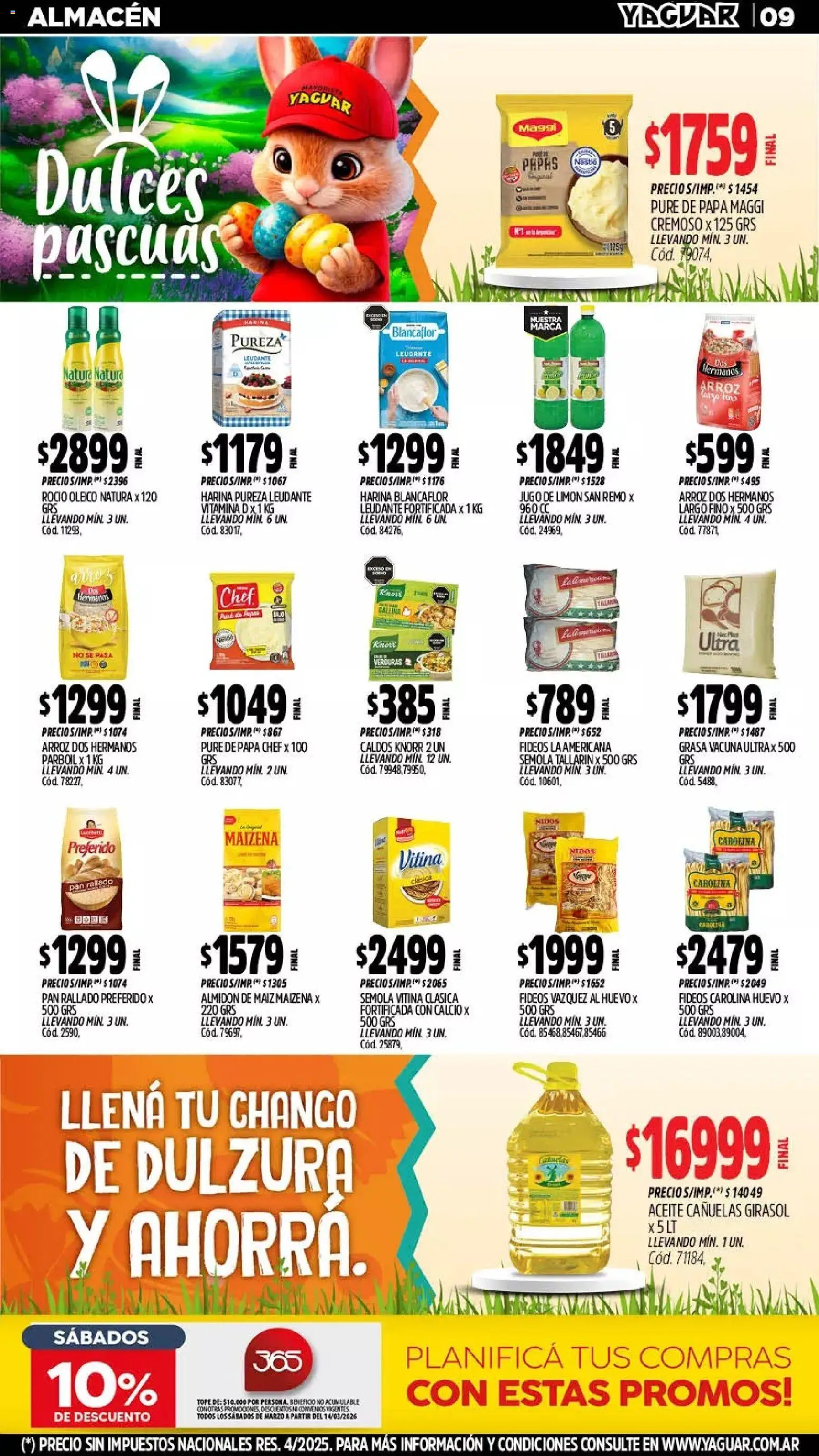 Yaguar - Oferta Semanal Salta │ válido desde el 23.03.2026 | Página: 9 | Productos: Harina, Papa, Pan, Jugo