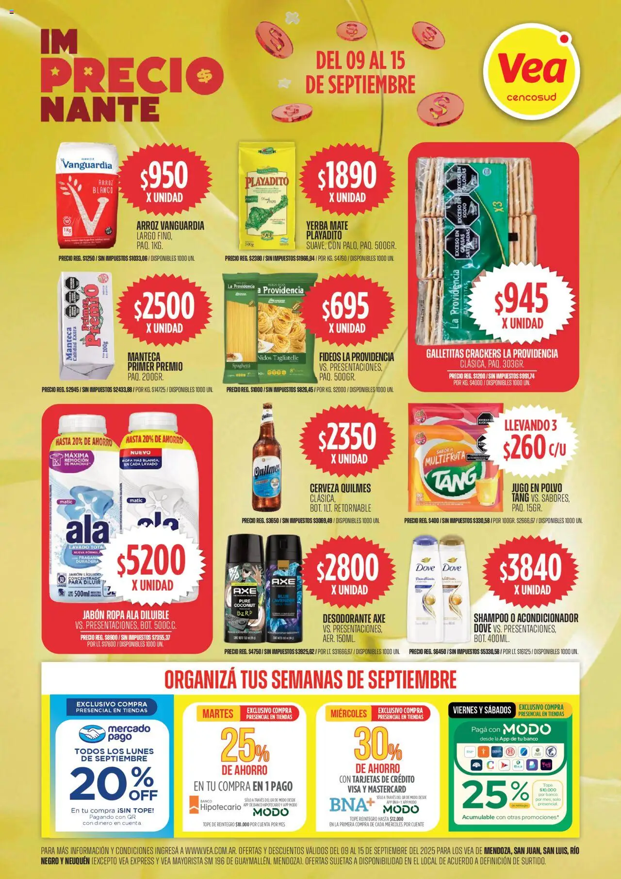 Vea - Ofertas imPRECIOnante - CUYO │ válido desde el 09.09.2025 | Página: 1 | Productos: Mate, Jabón líquido, Ropa, Jugo