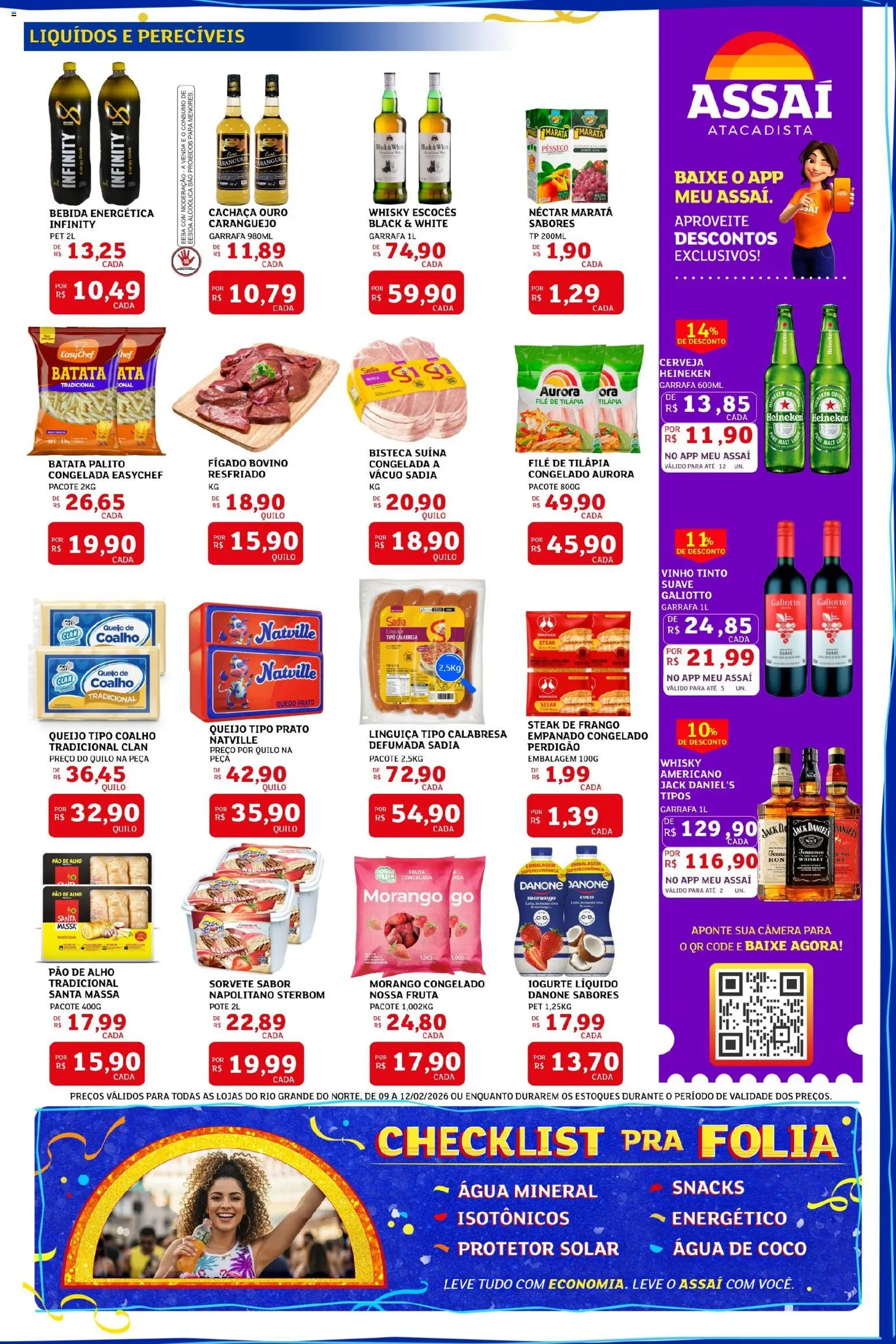 Assaí Atacadista Folheto - válido de 09.02.2026 | Página: 3 | Produtos: Linguiça, Pão, Vinho, Cerveja Heineken